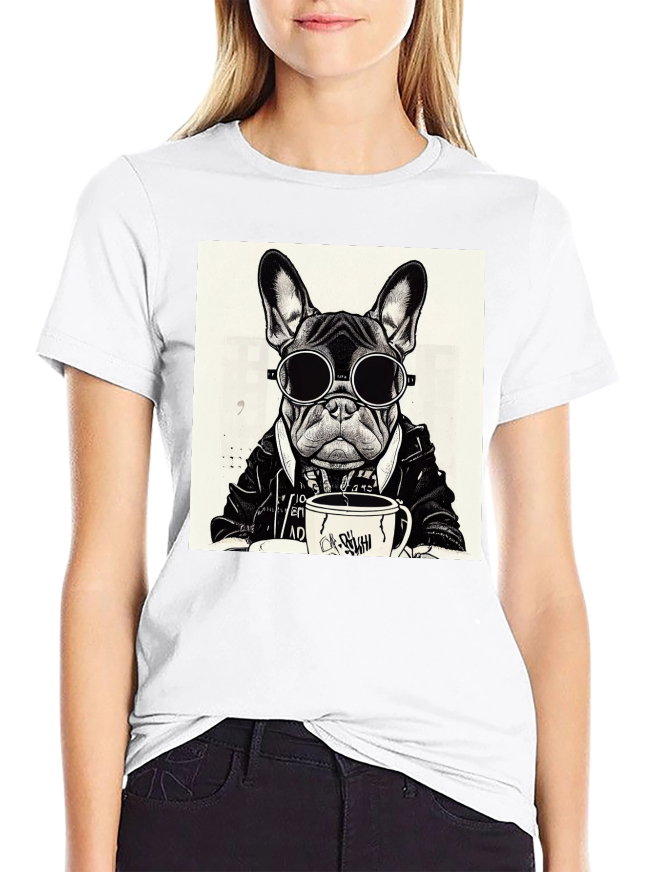 Cool Dog Graphic Tee - Coffee & Shades