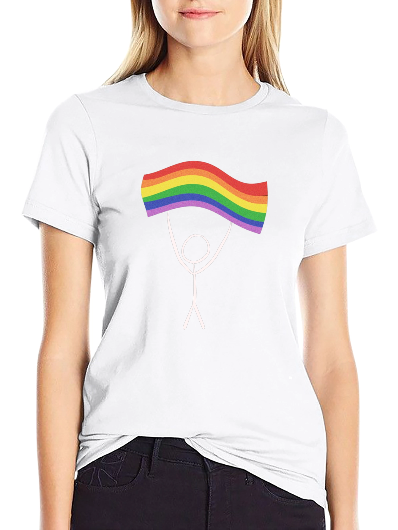 Pride Stick Figure Graphic Tee - Black