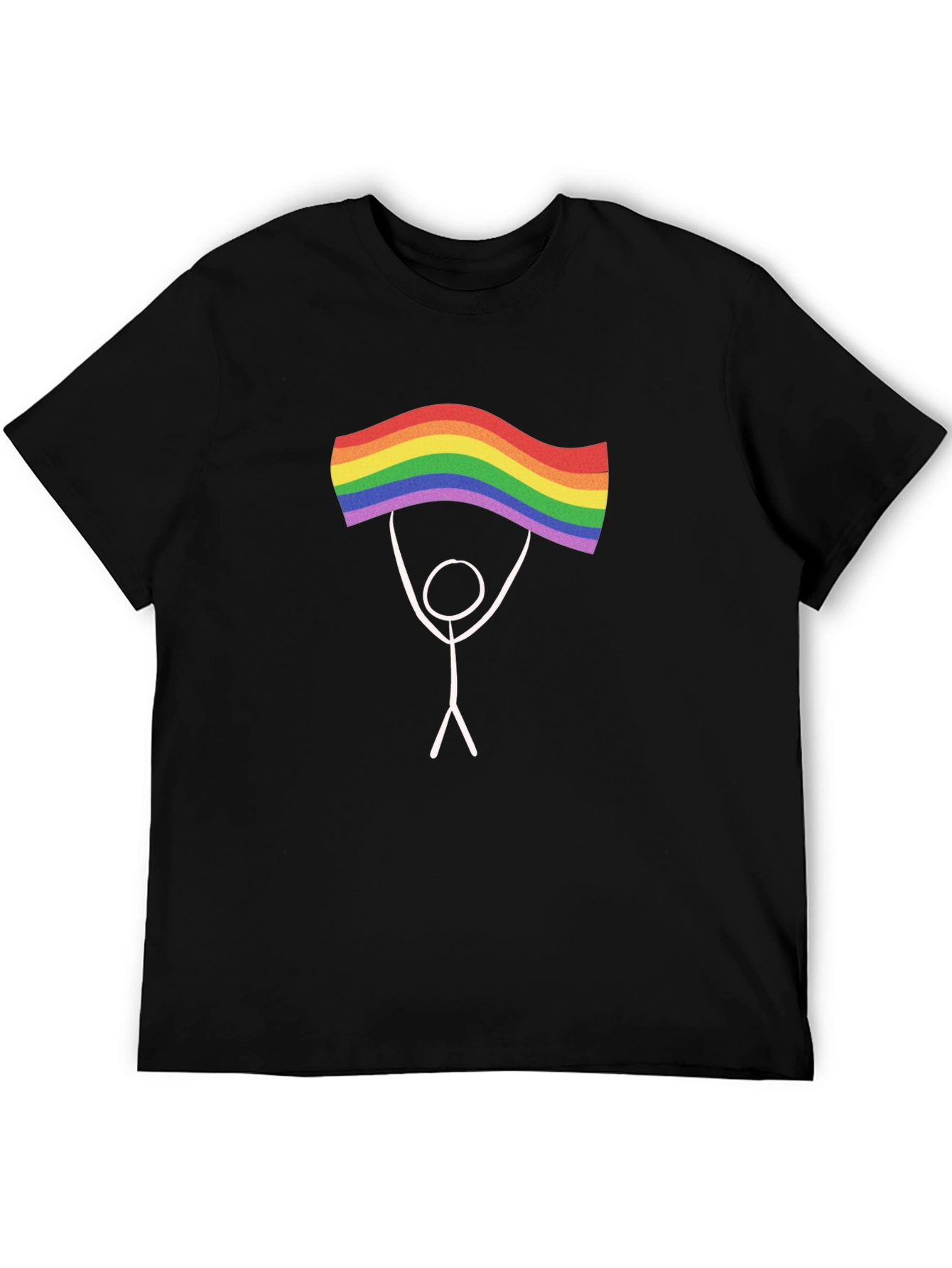 Pride Stick Figure Graphic Tee - Black