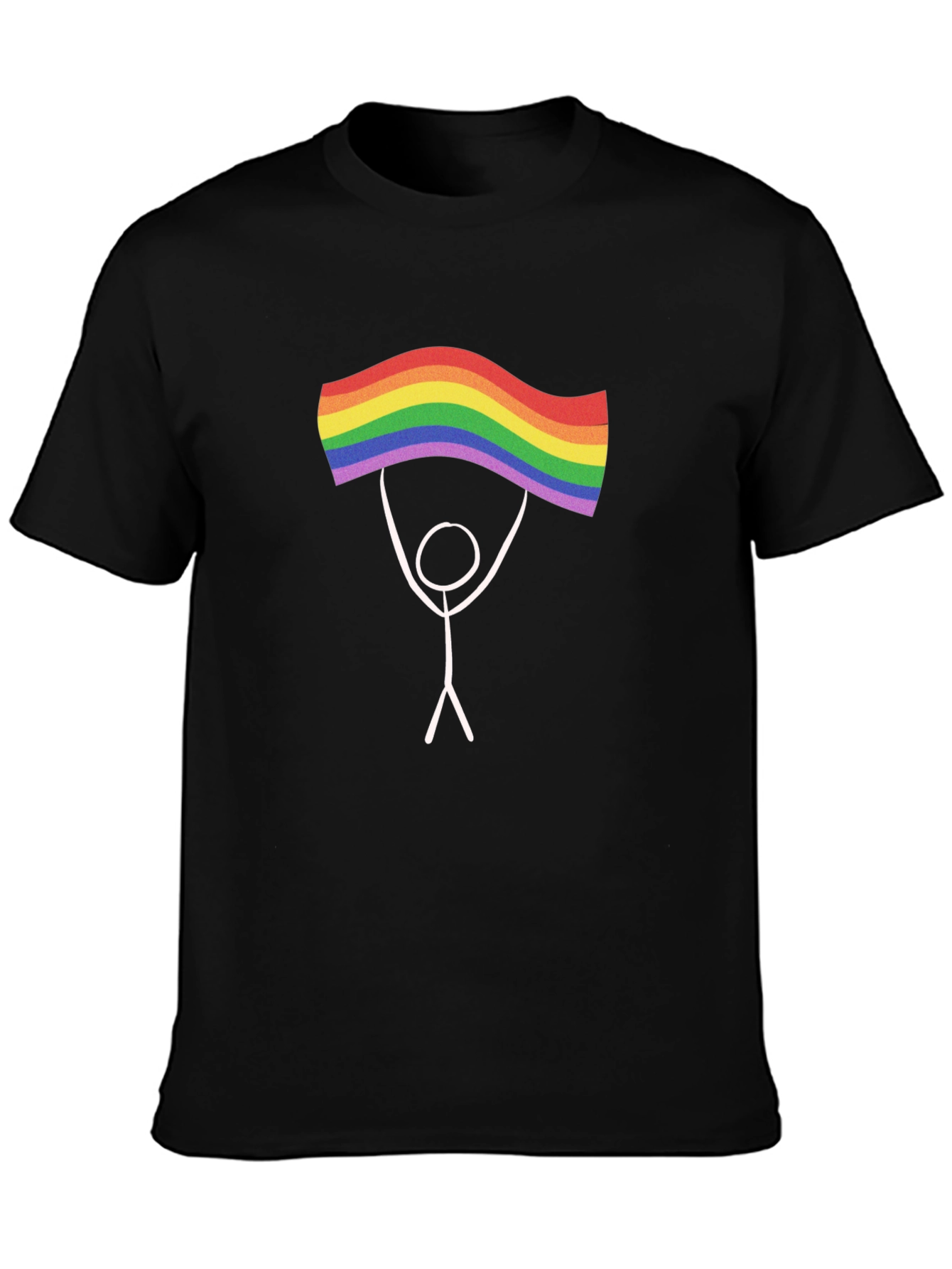 Pride Stick Figure Graphic Tee - Black