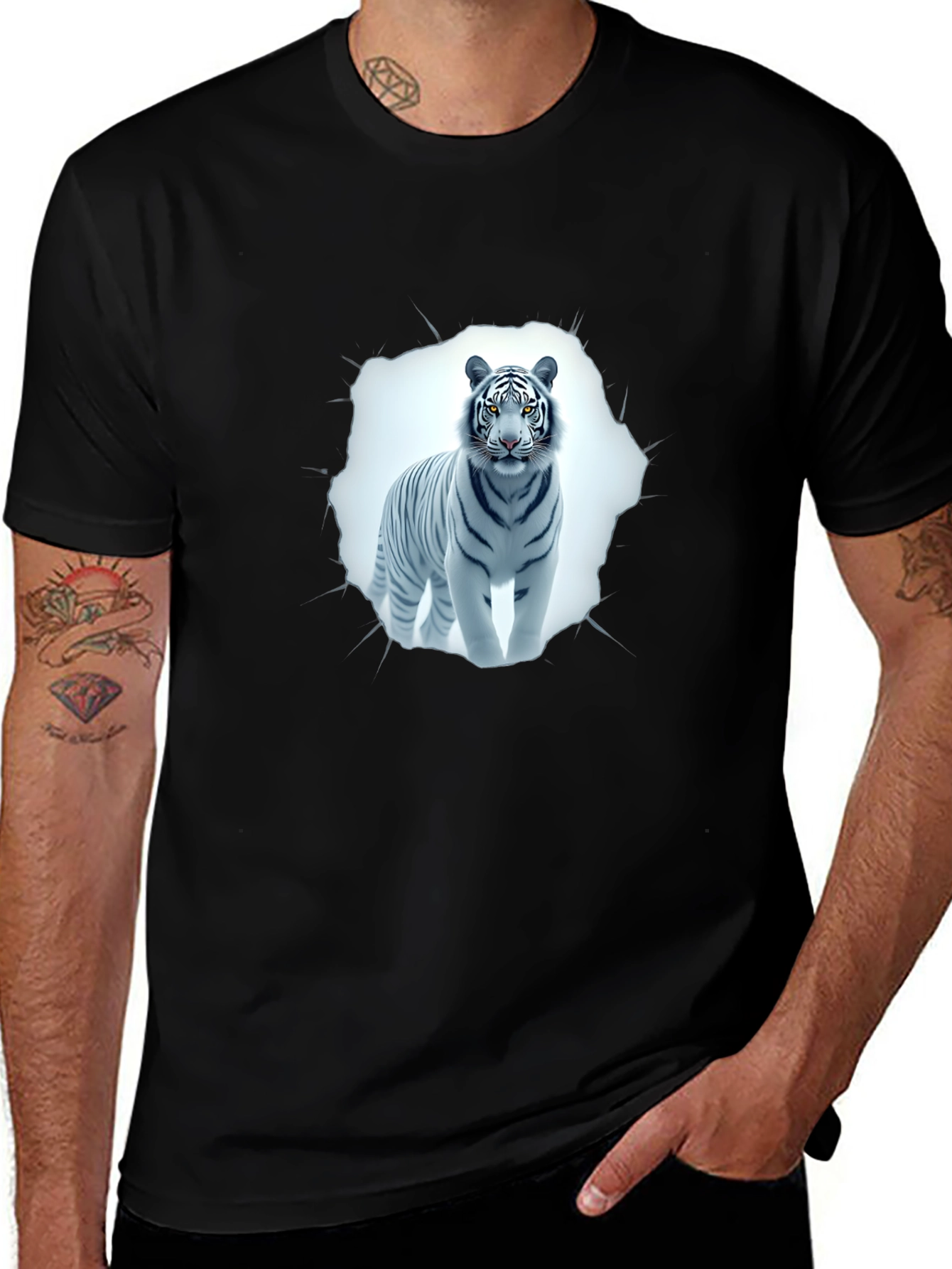 White Tiger Graphic Tee - Black T-Shirt