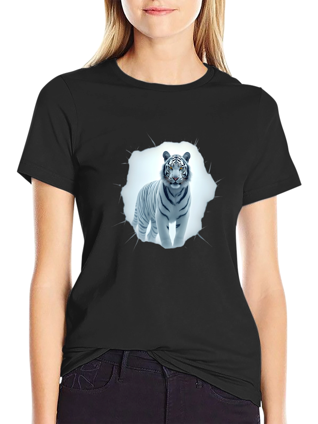 White Tiger Graphic Tee - Black T-Shirt