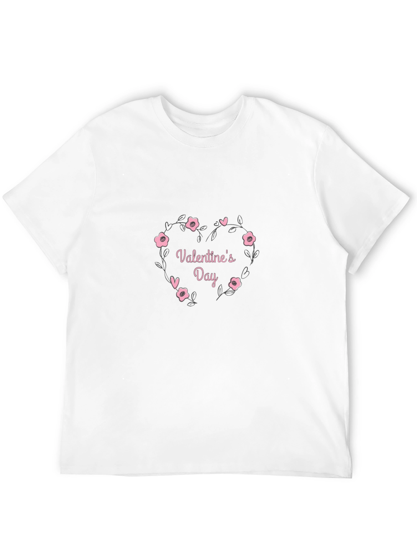 Valentines Day Black T-Shirt Heart of Flowers Love