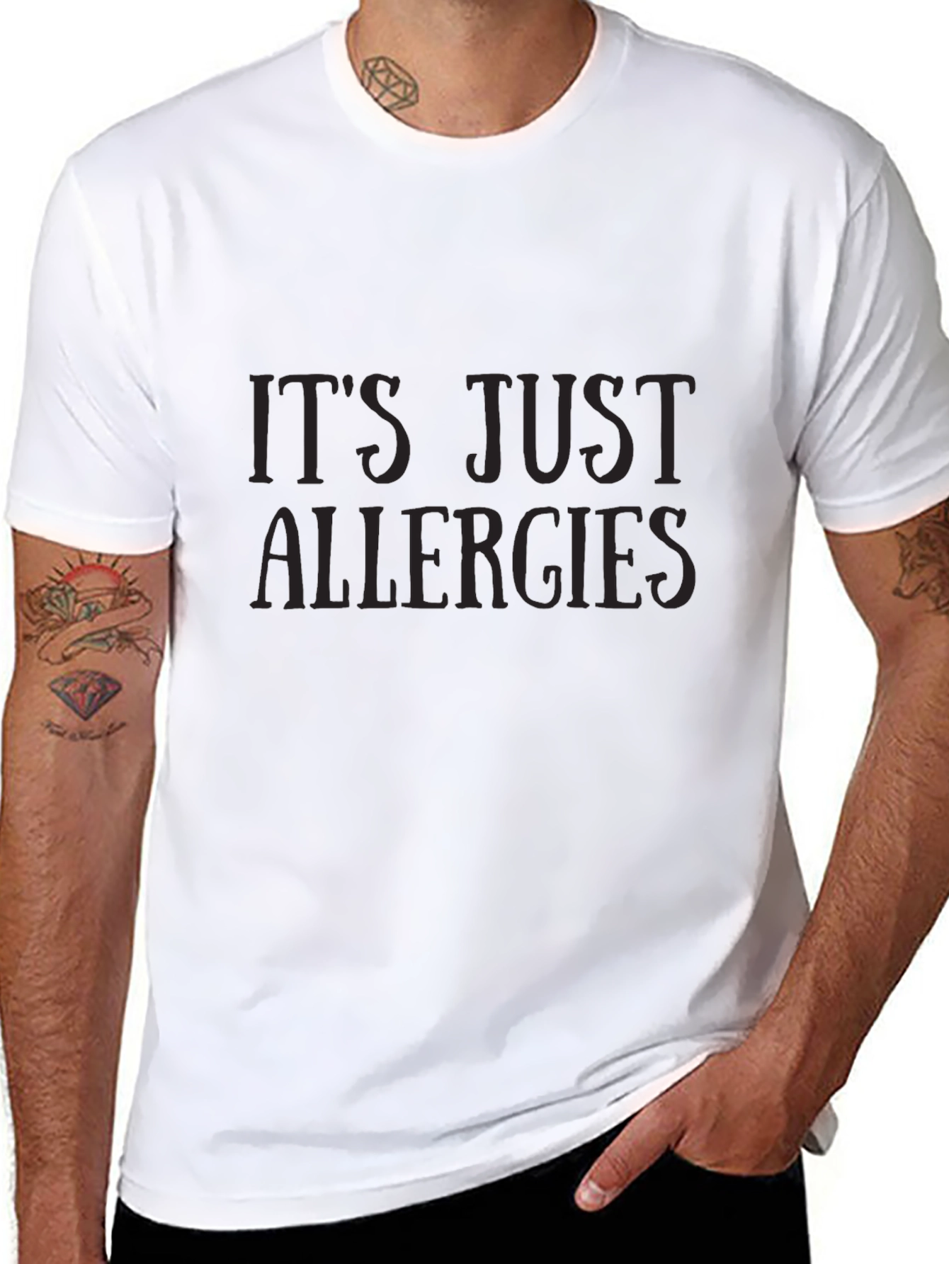 Its Just Allergies Graphic T-Shirt Funny Viral Tee
