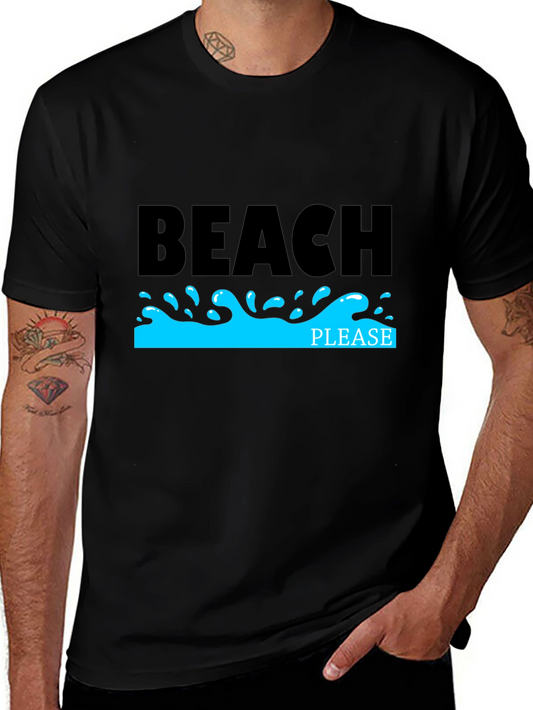 Beach Please Black T-Shirt