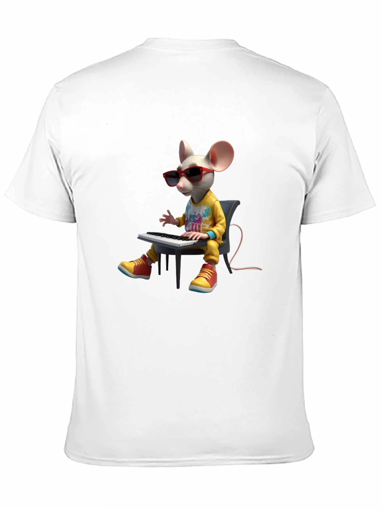 Cool Mouse Playing Piano Black T-Shirt