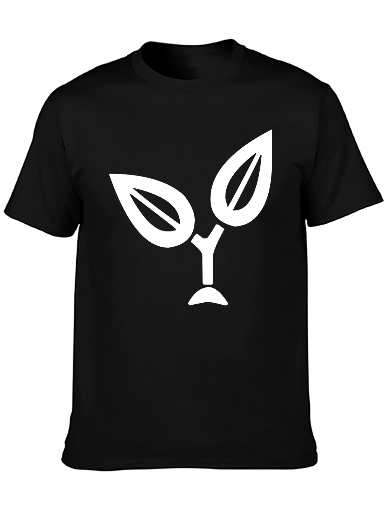 Nature Logo Black T-Shirt - Modern Leaf Design