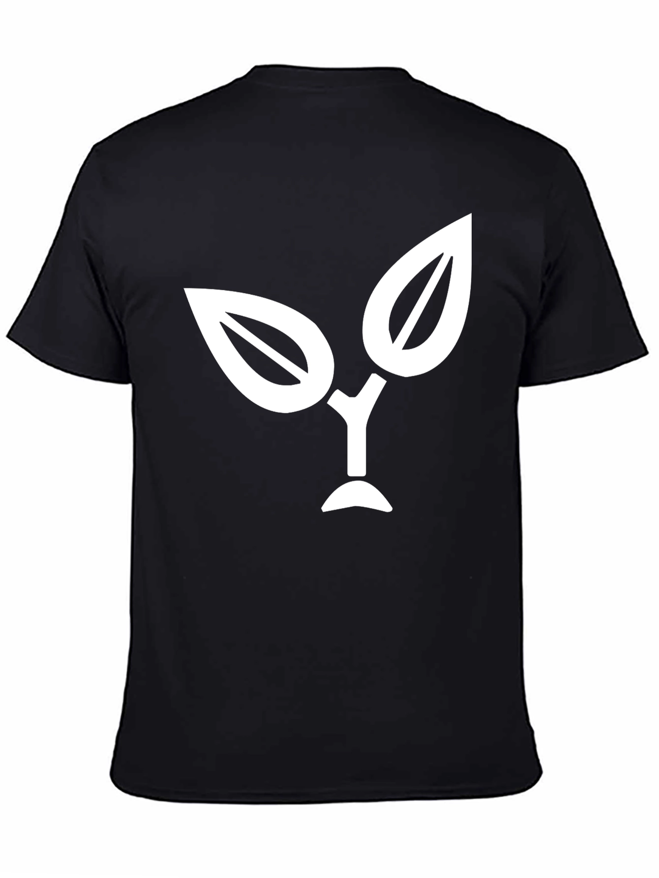 Nature Logo Black T-Shirt - Modern Leaf Design