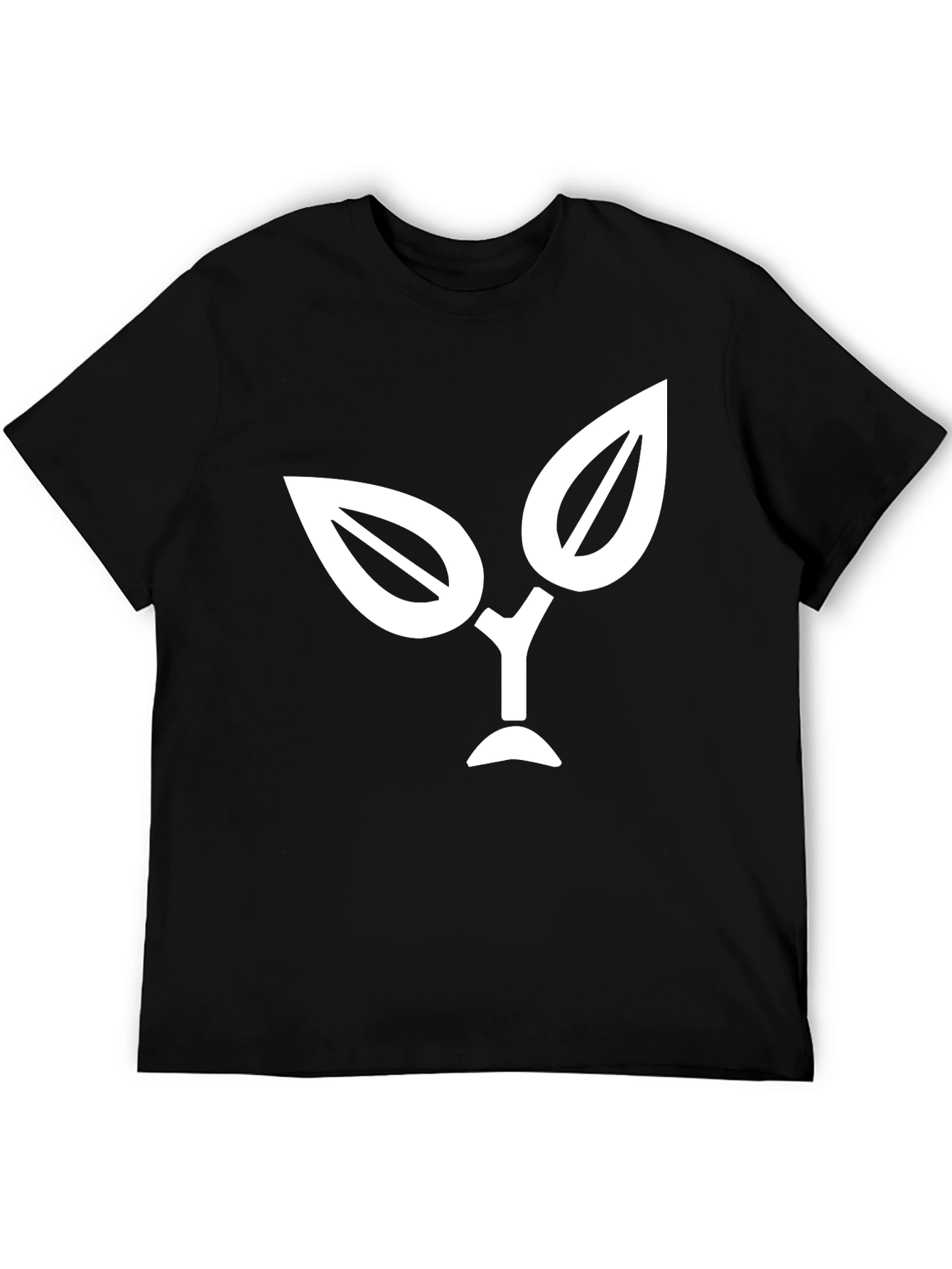 Nature Logo Black T-Shirt - Modern Leaf Design