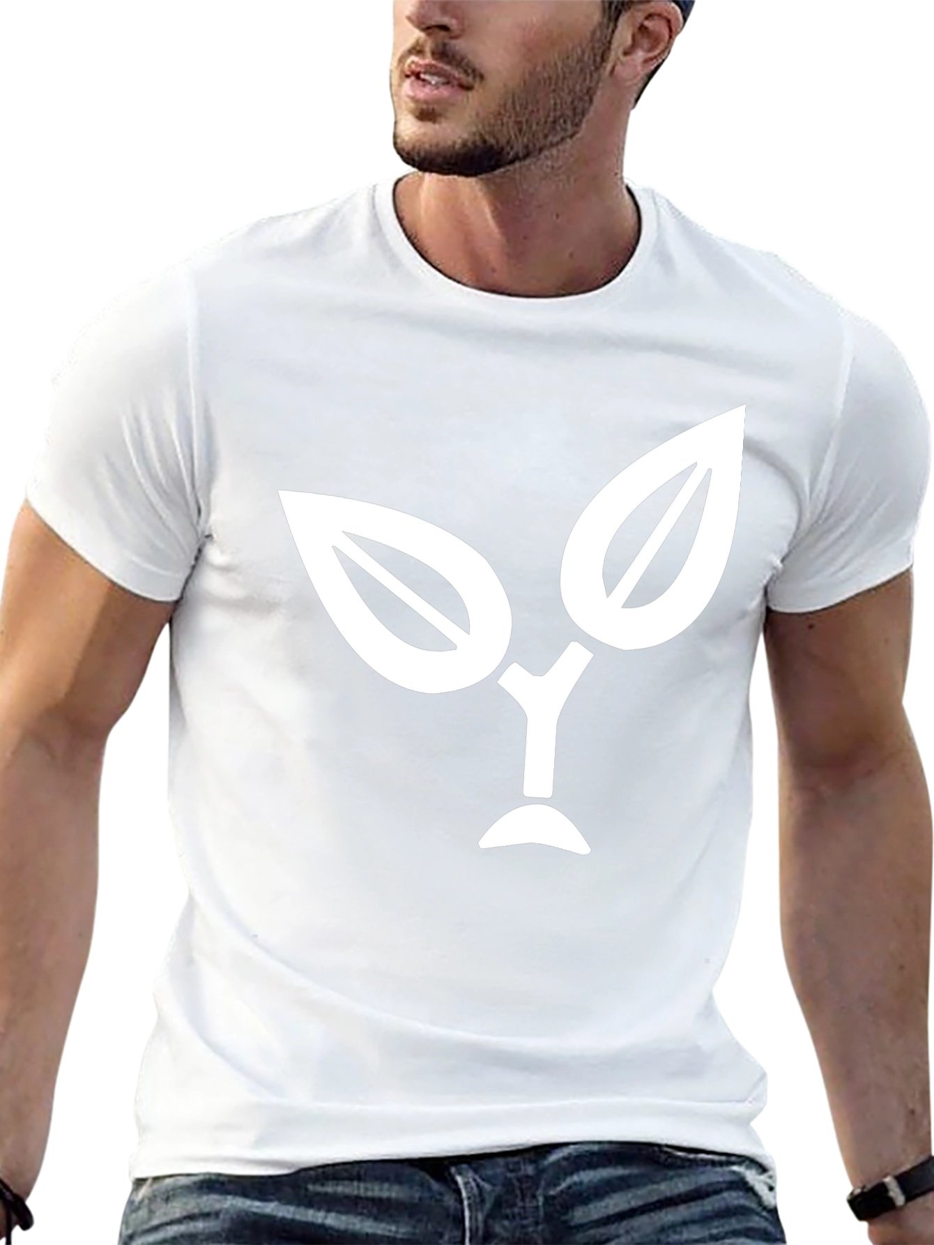 Nature Logo Black T-Shirt - Modern Leaf Design