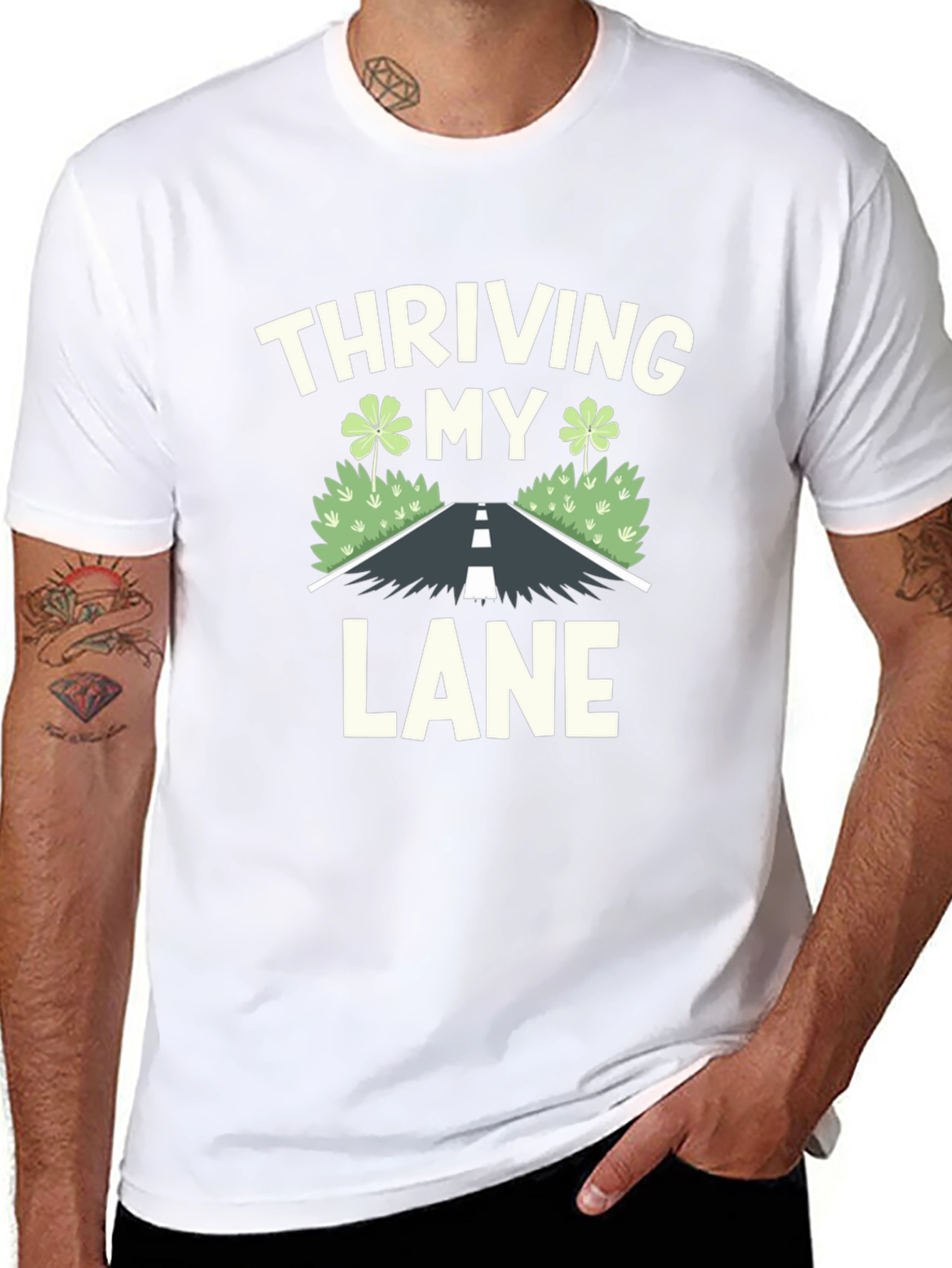 Thriving in My Lane T-Shirt Clover Road Design