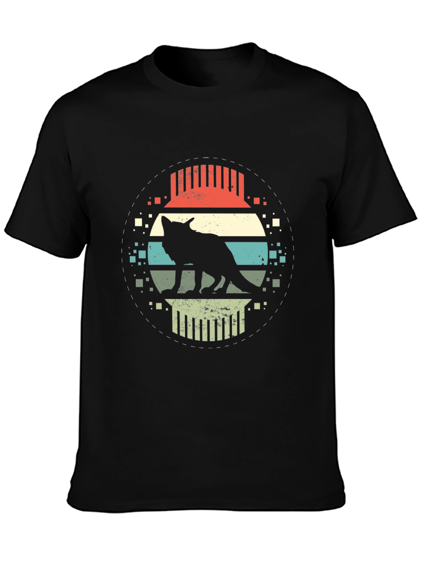 Retro Wolf Graphic T-Shirt - Black Cotton Tee