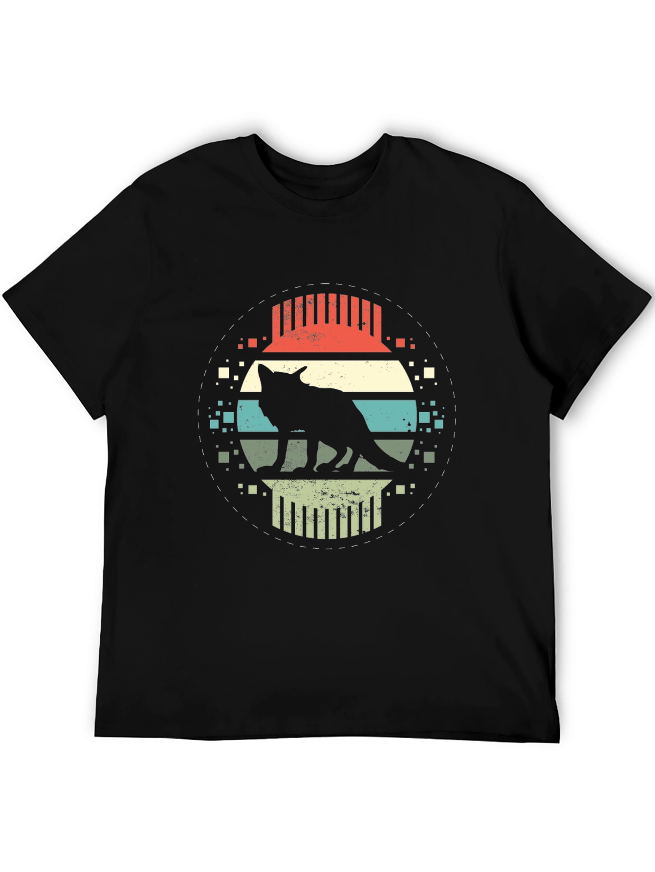 Retro Wolf Graphic T-Shirt - Black Cotton Tee