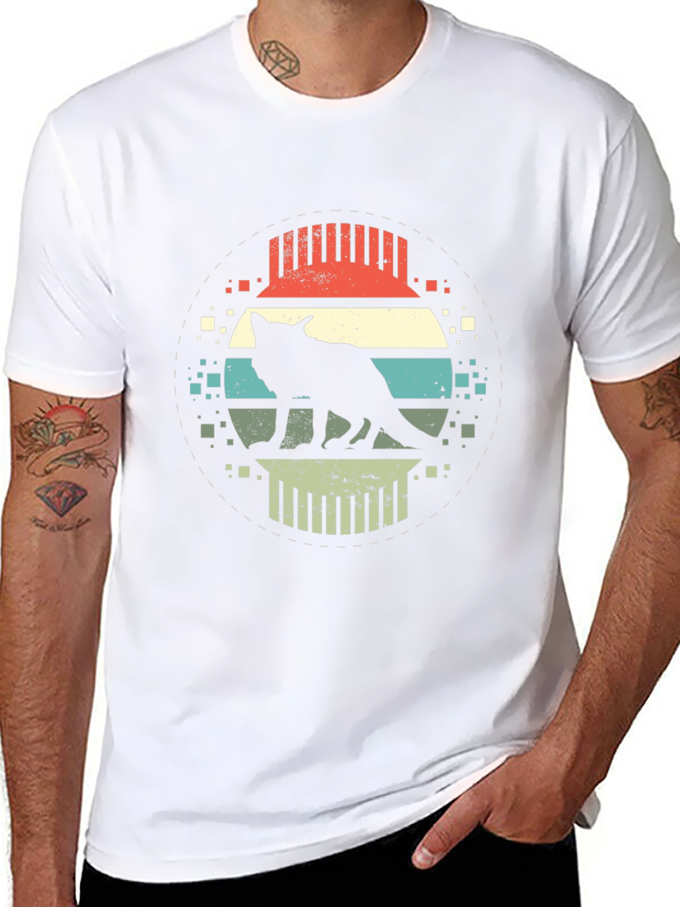 Retro Wolf Graphic T-Shirt - Black Cotton Tee