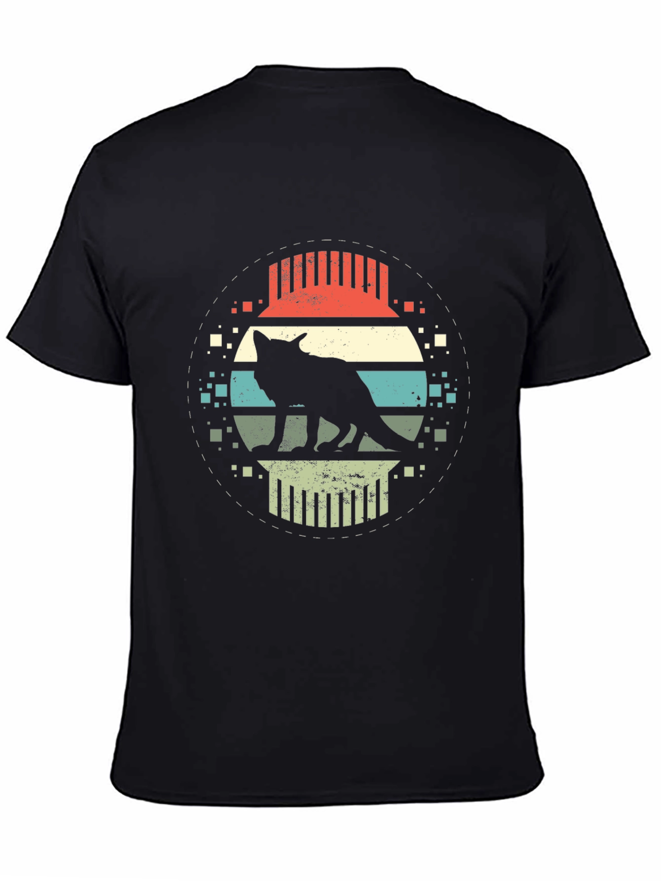 Retro Wolf Graphic T-Shirt - Black Cotton Tee