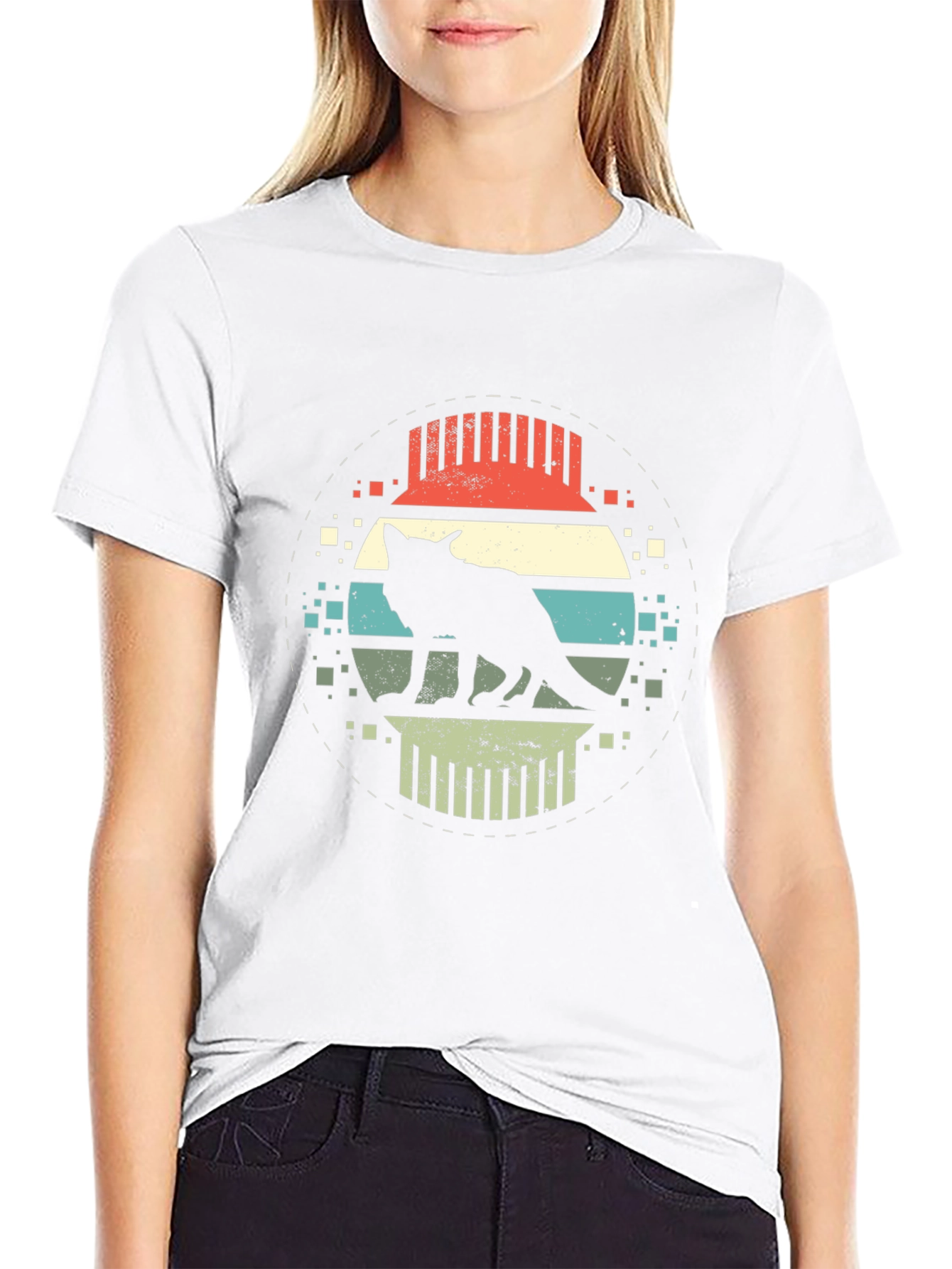 Retro Wolf Graphic T-Shirt - Black Cotton Tee