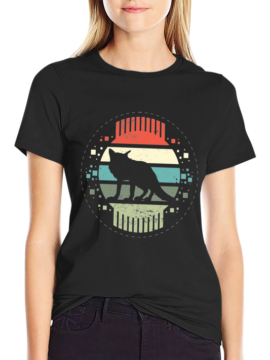 Retro Wolf Graphic T-Shirt - Black Cotton Tee
