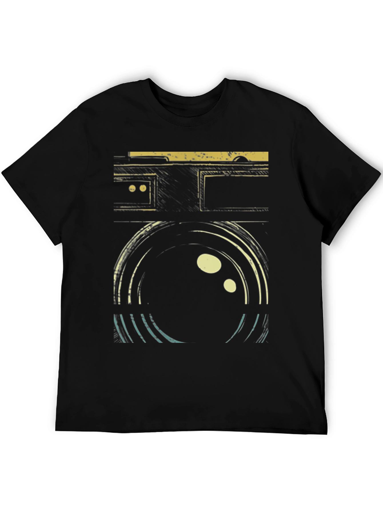Retro Camera Graphic Black T-Shirt