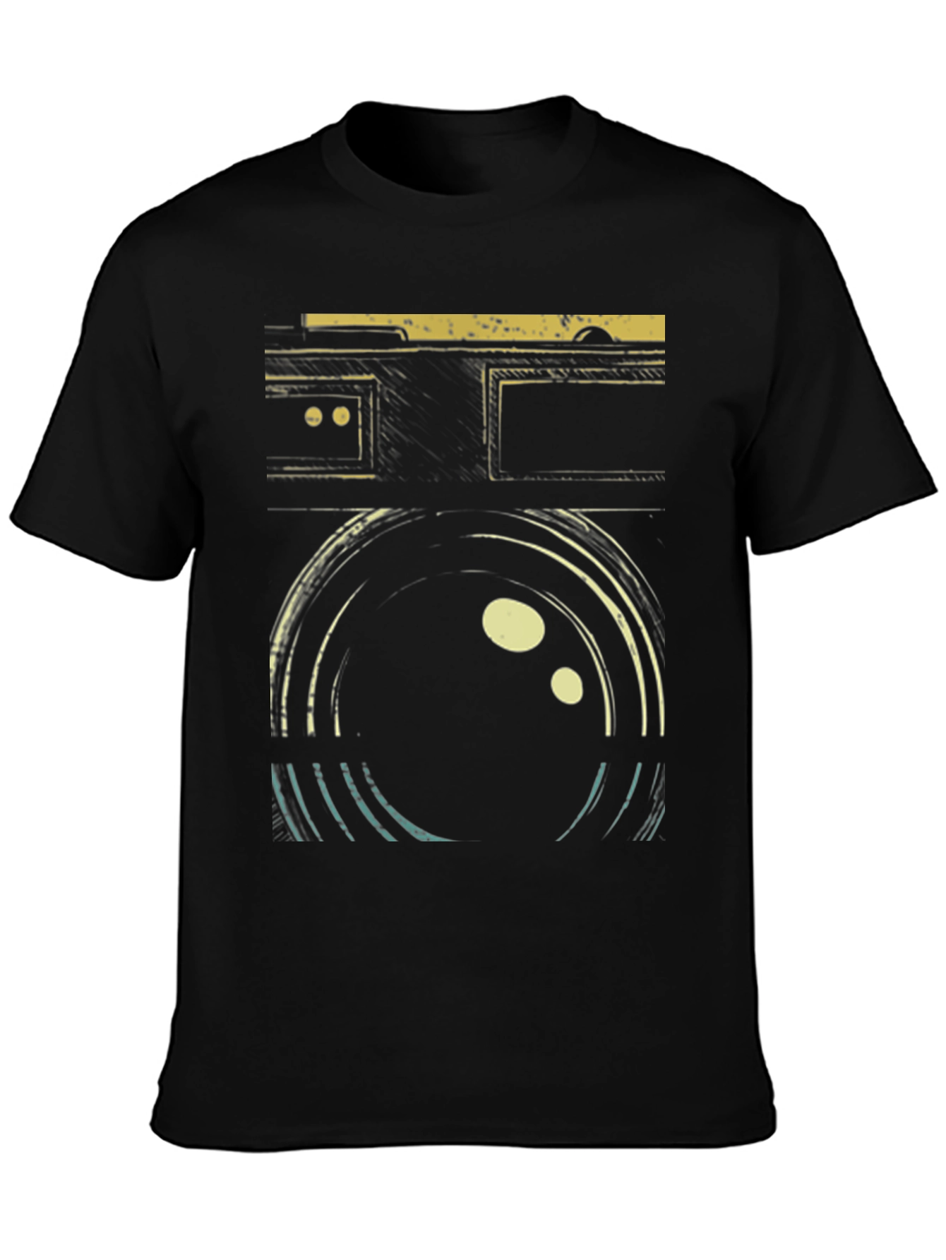 Retro Camera Graphic Black T-Shirt