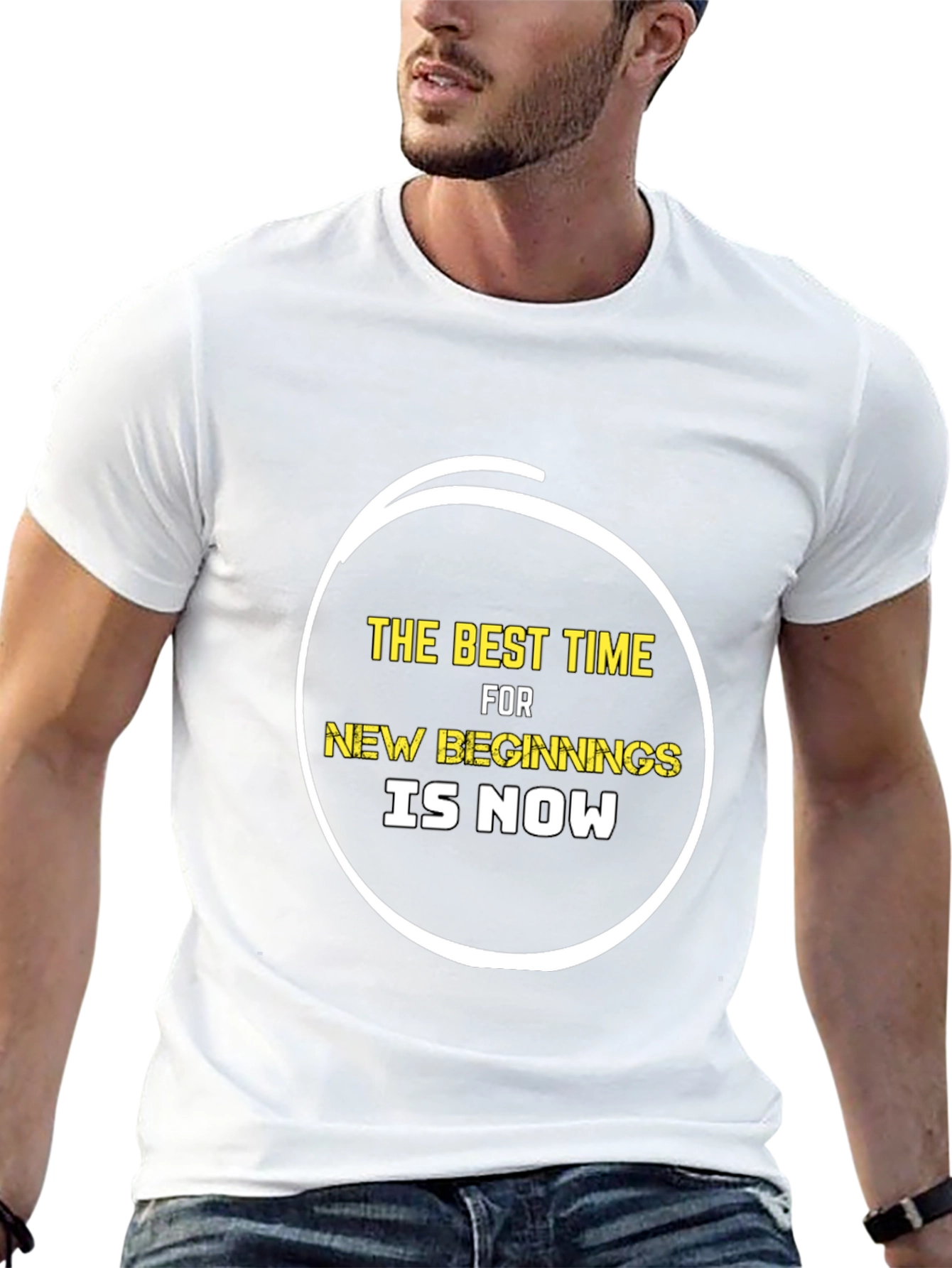 Inspirational The Best Time Black Graphic T-Shirt