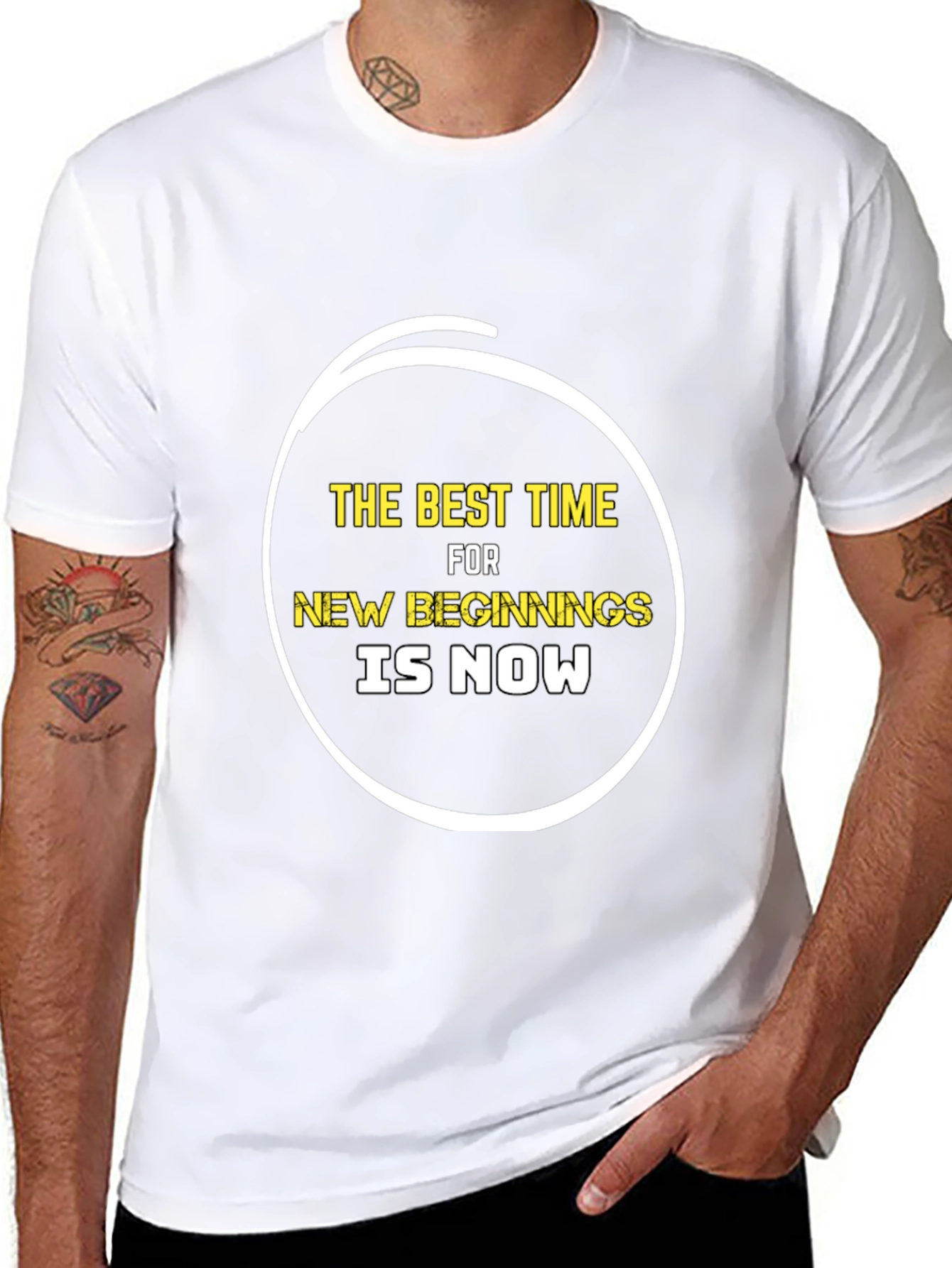 Inspirational The Best Time Black Graphic T-Shirt