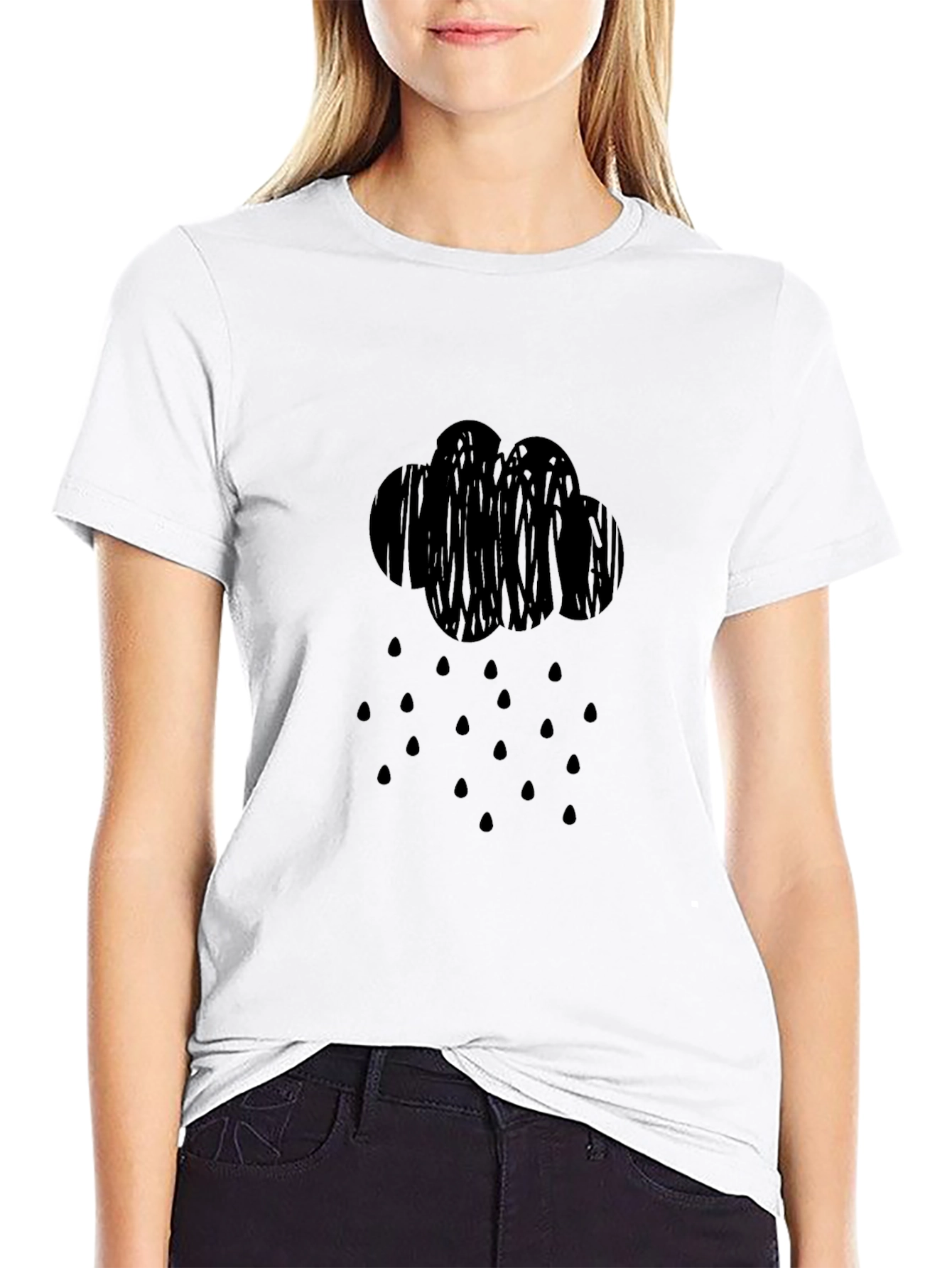 Rainy Day Graphic Tee - Black Cotton Comfort