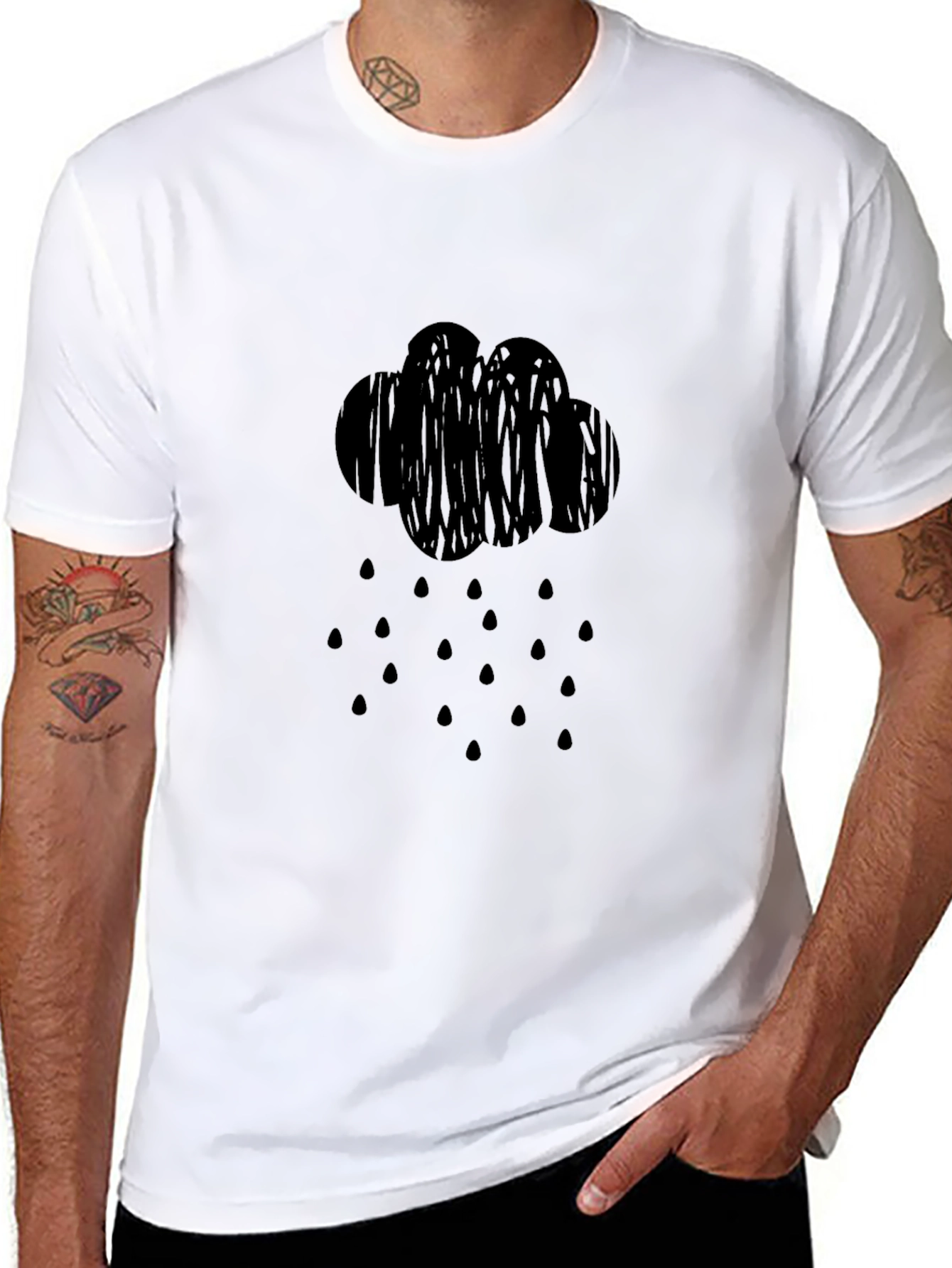 Rainy Day Graphic Tee - Black Cotton Comfort