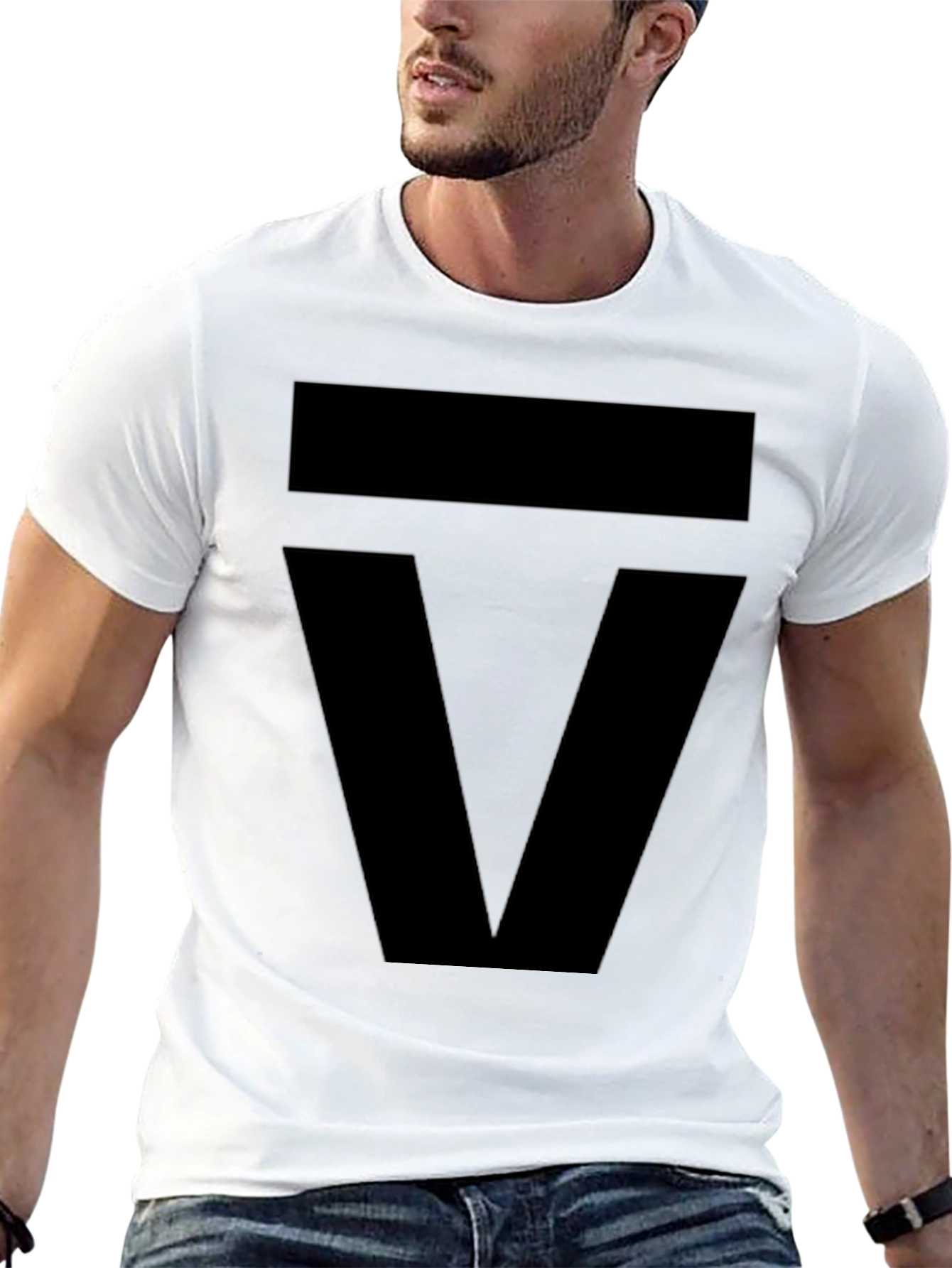 Modern Geometric Graphic Tee - Bold Black Design