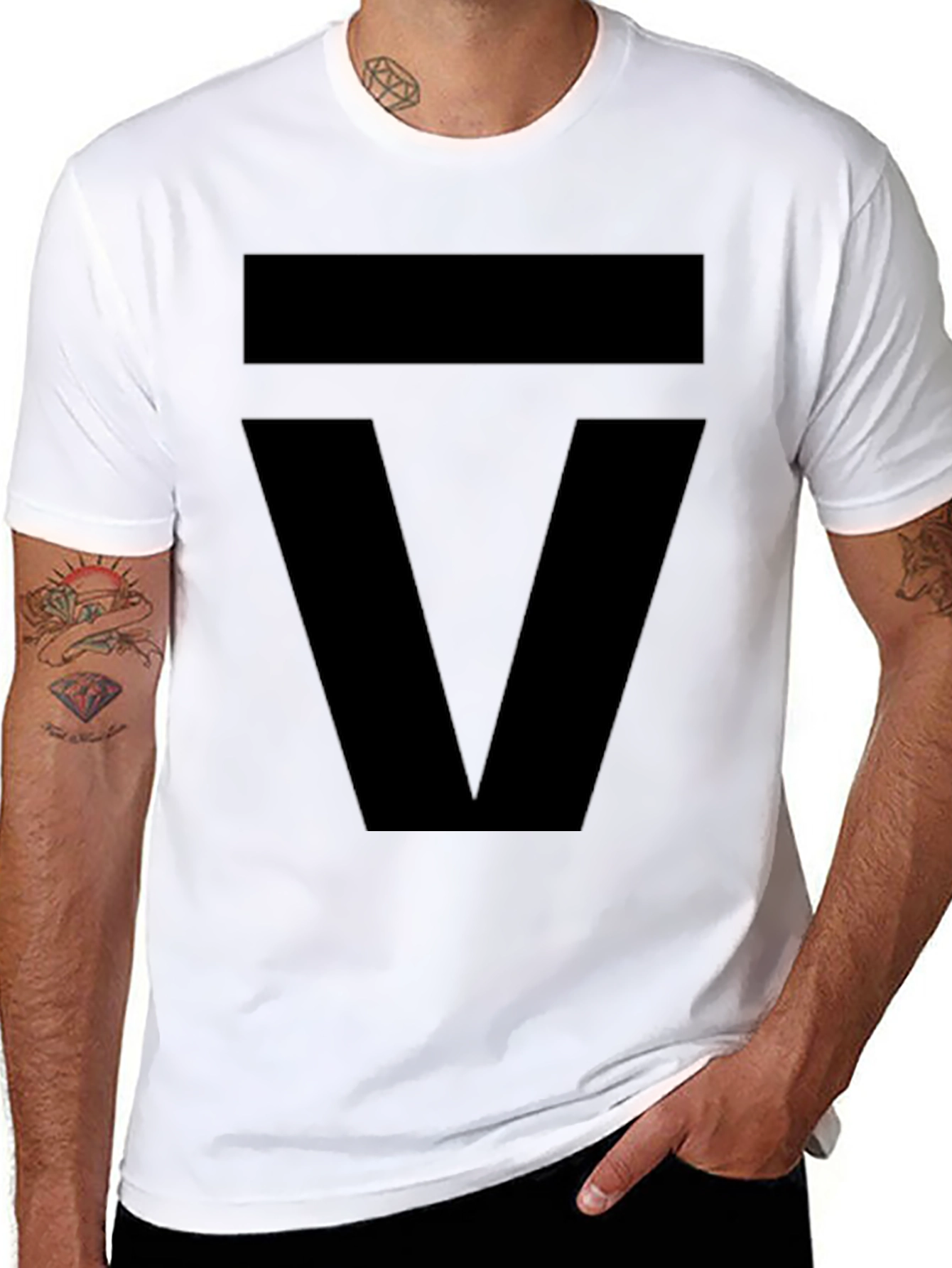 Modern Geometric Graphic Tee - Bold Black Design