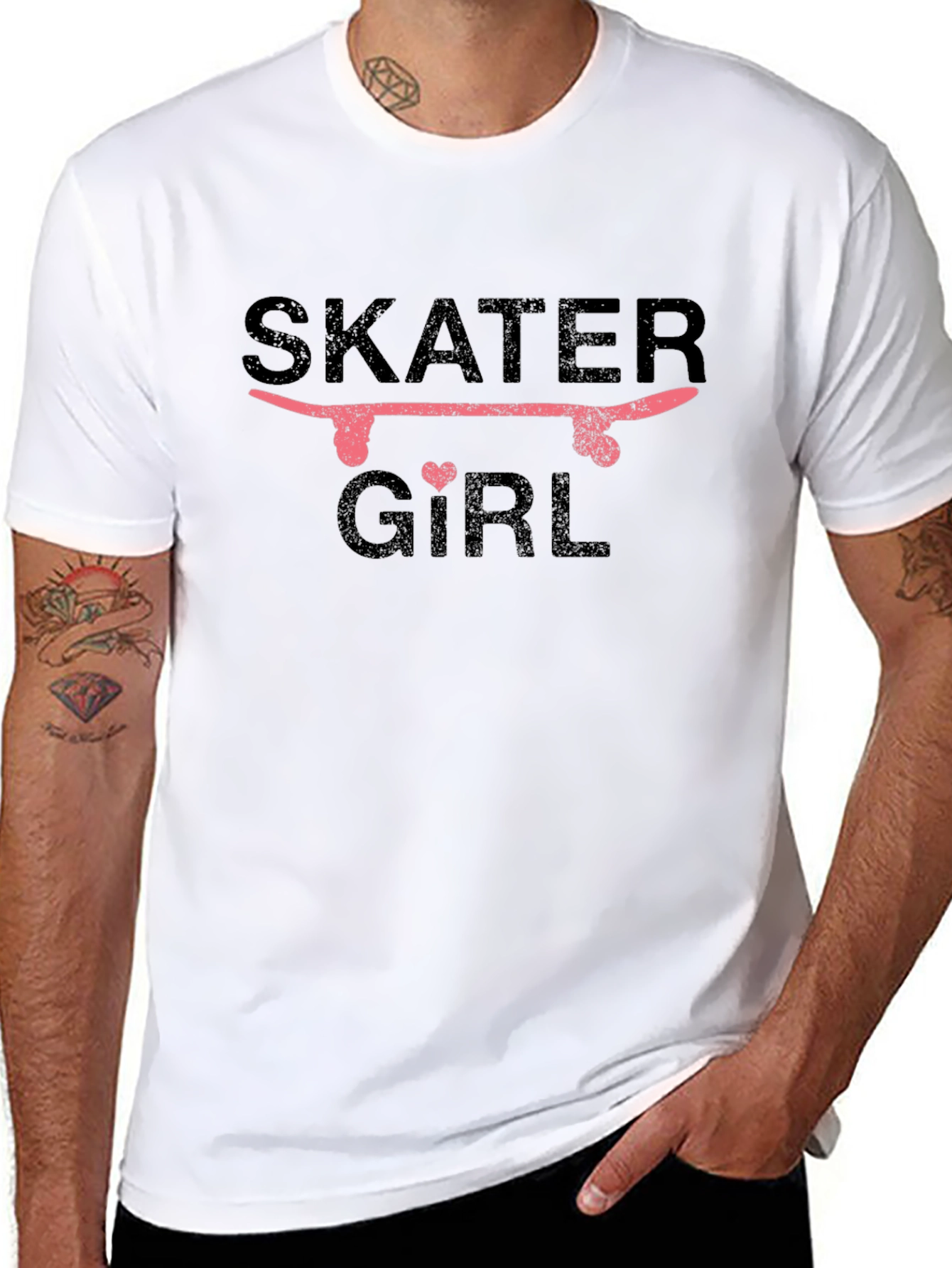 Skater Girl Graphic T-Shirt - Black