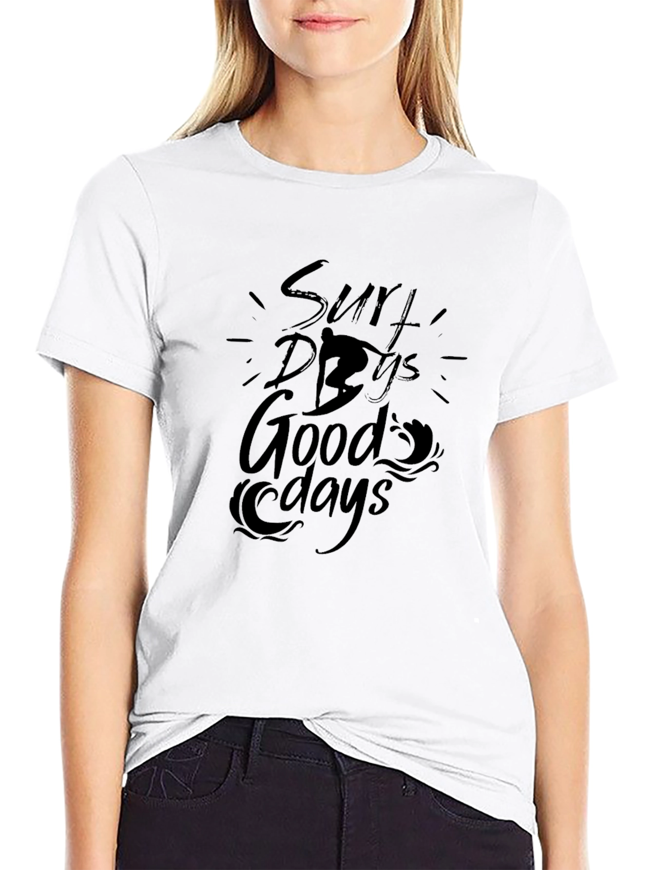 Surf Days Good Days Graphic T-Shirt - Black