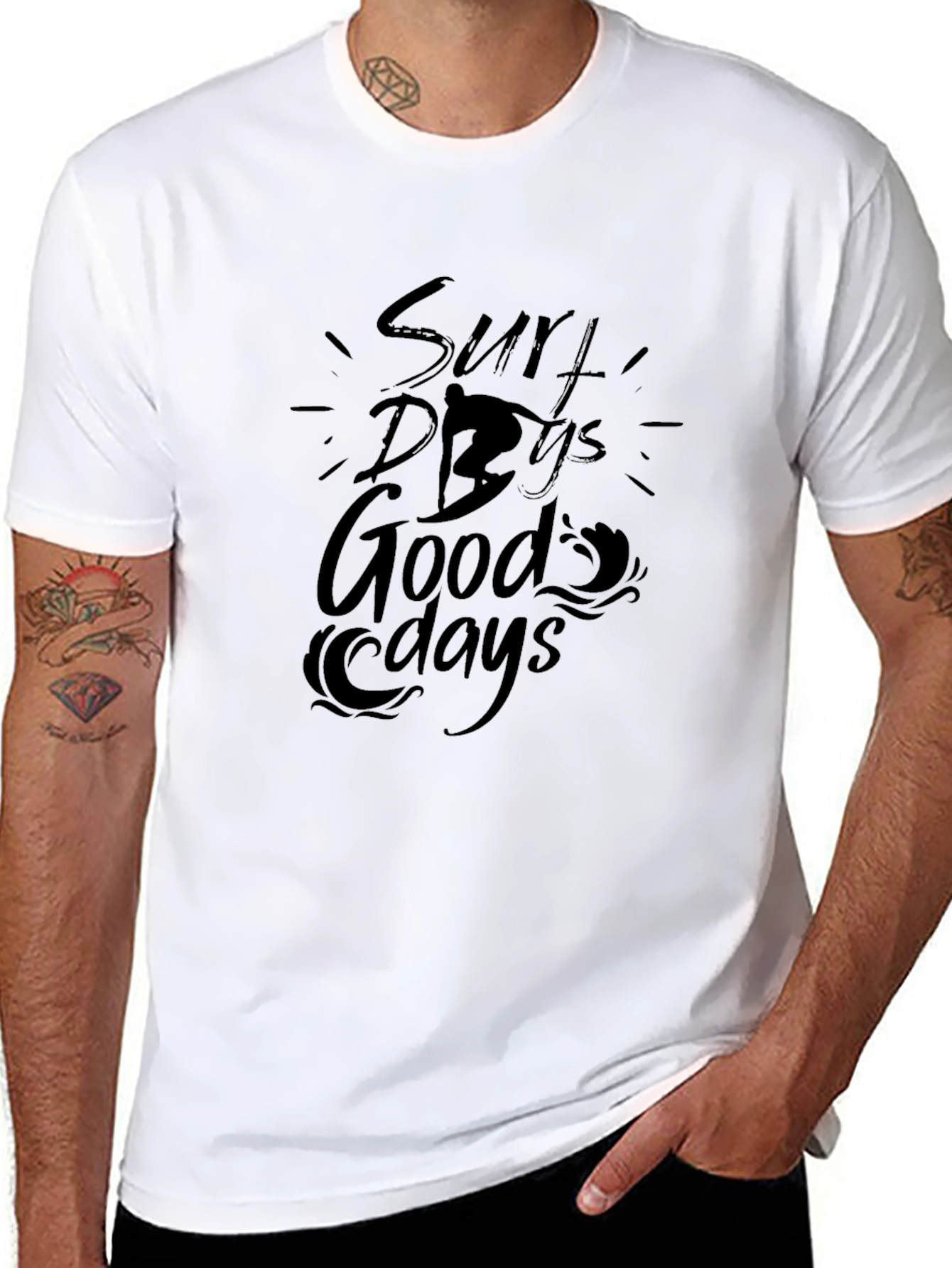 Surf Days Good Days Graphic T-Shirt - Black