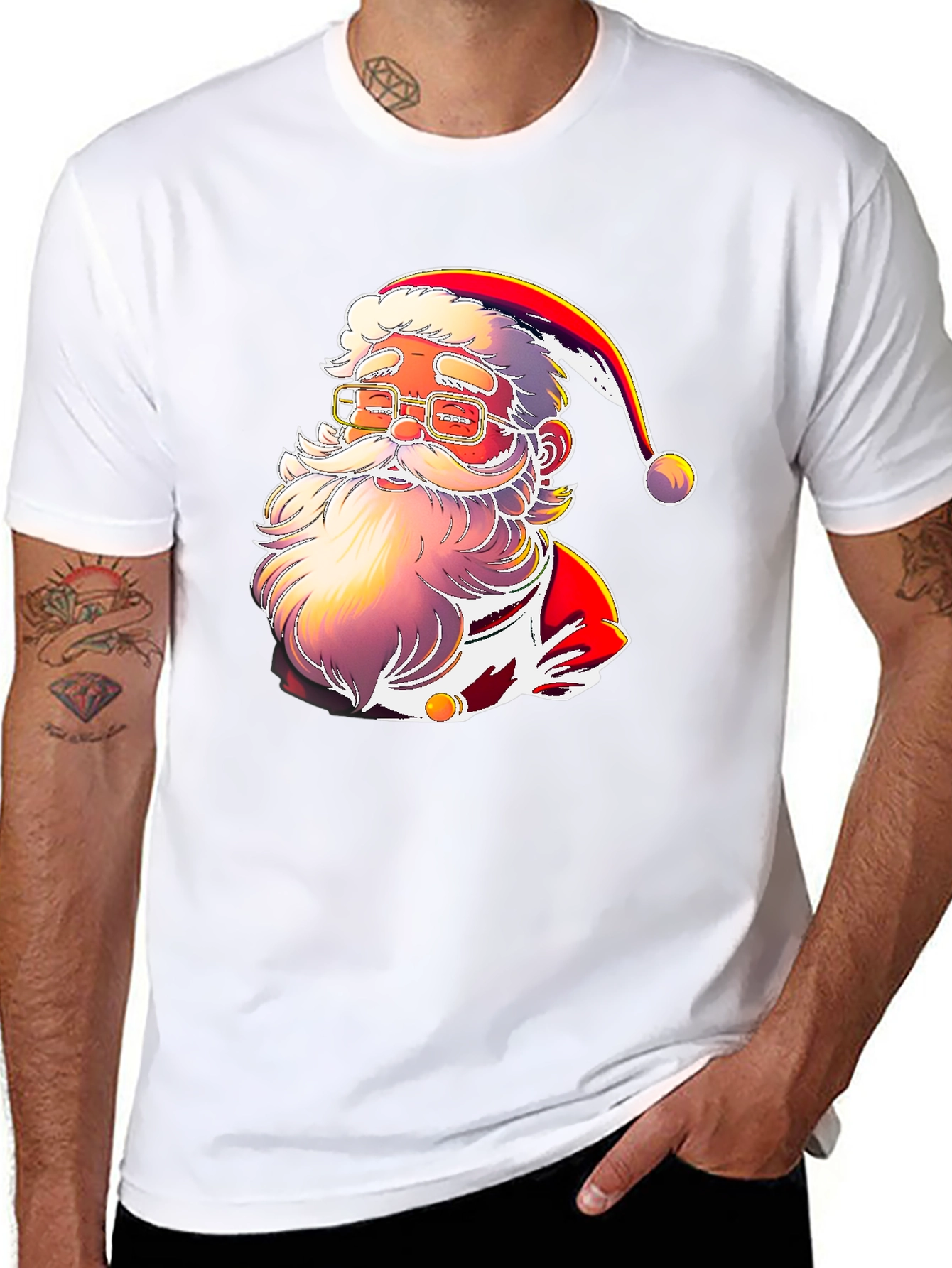 Festive Santa Graphic Tee - Holiday Cheer