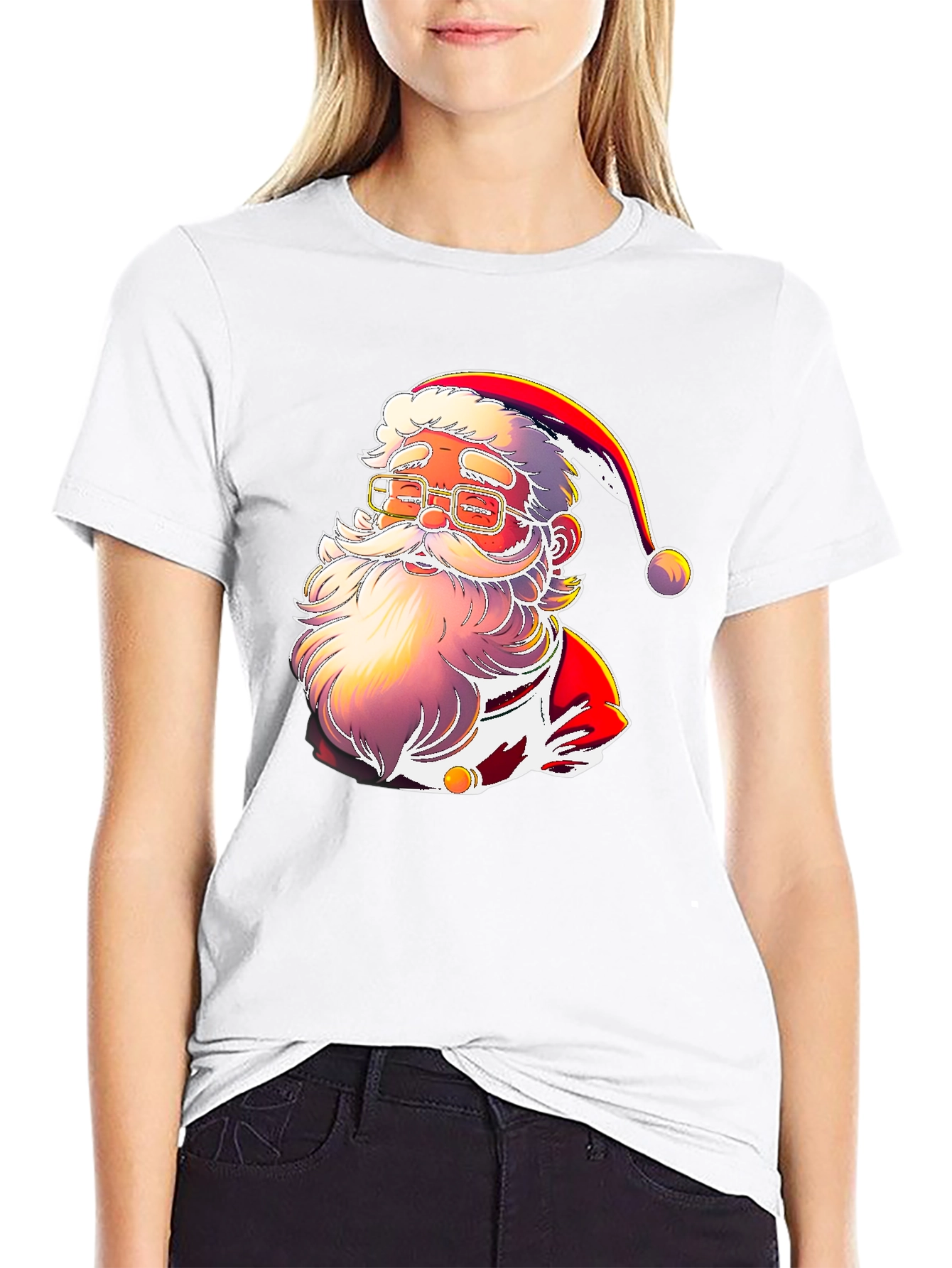 Festive Santa Graphic Tee - Holiday Cheer