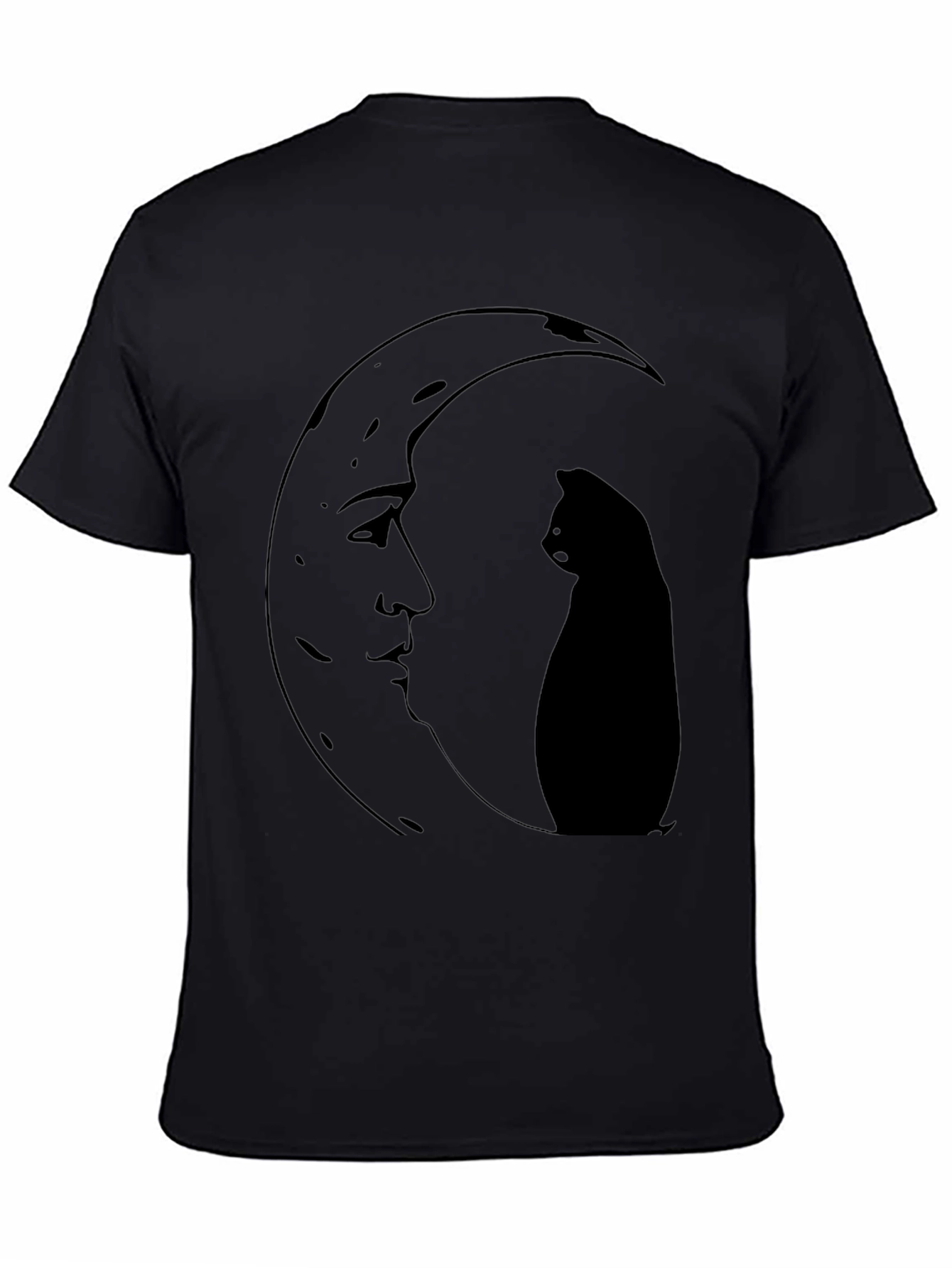 Moon Cat Graphic Tee - Black