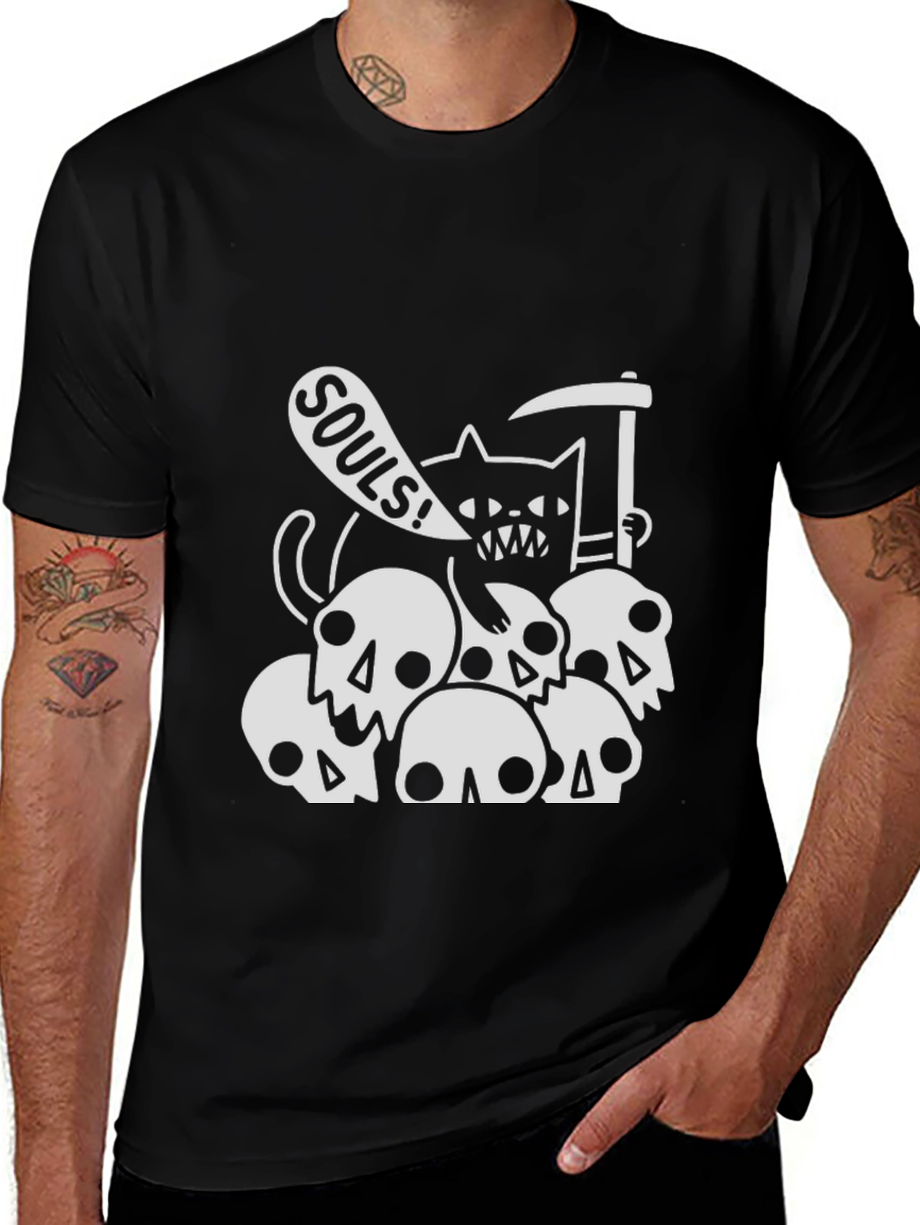 Grim Reaper Cat T-Shirt - Souls!