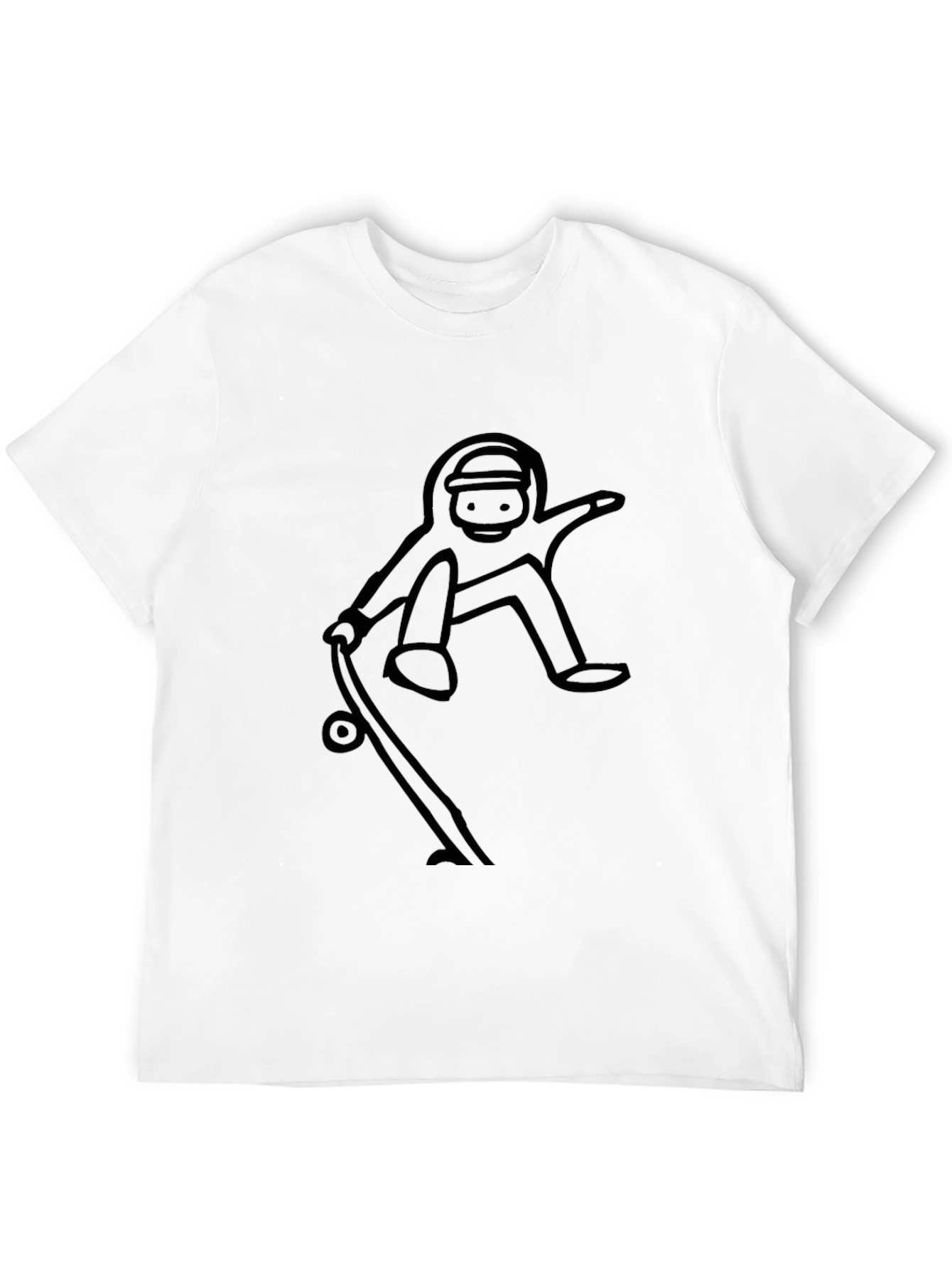 Skateboarding Dude Black Tee - Cool Graphic T-Shirt