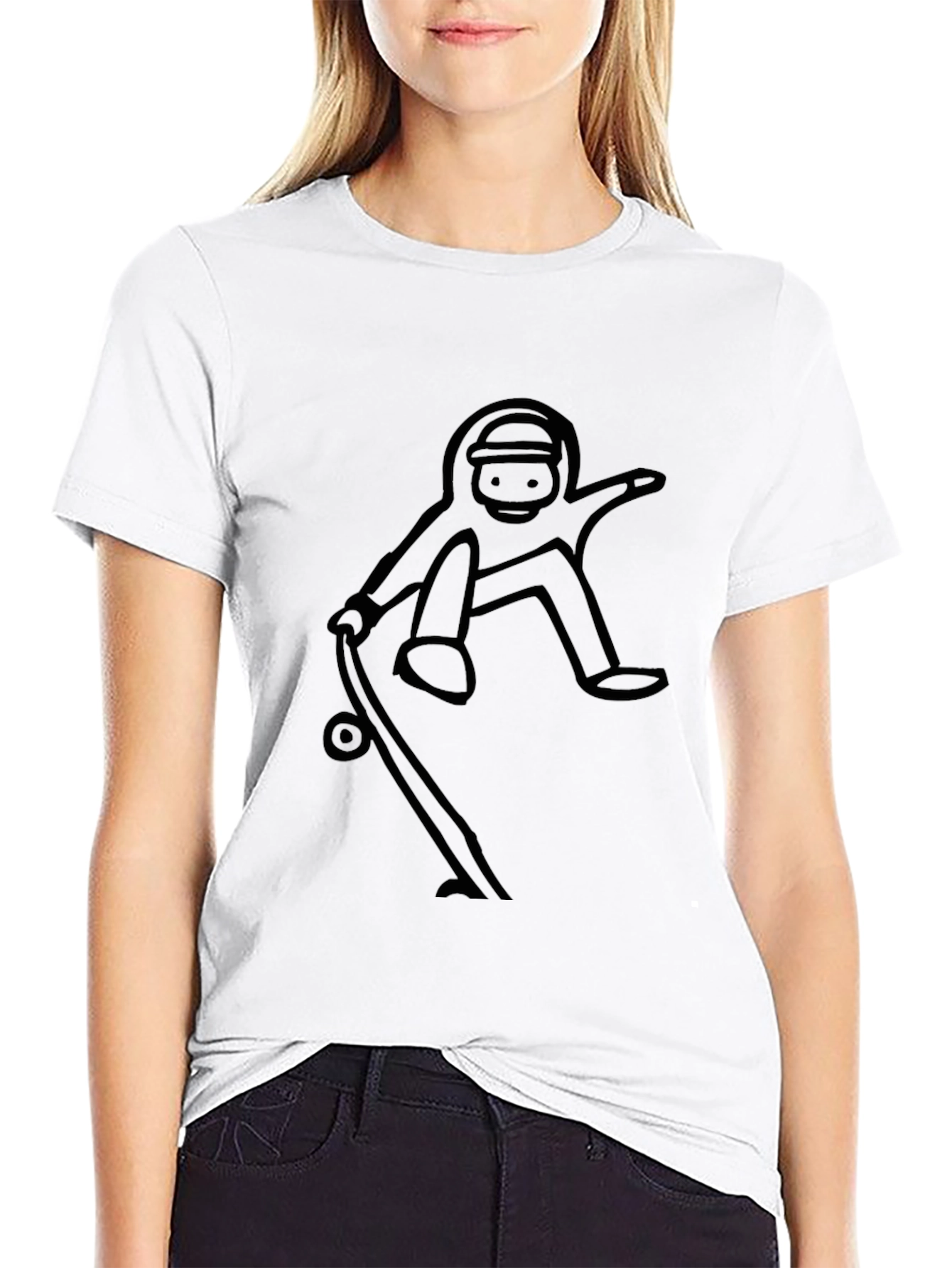 Skateboarding Dude Black Tee - Cool Graphic T-Shirt
