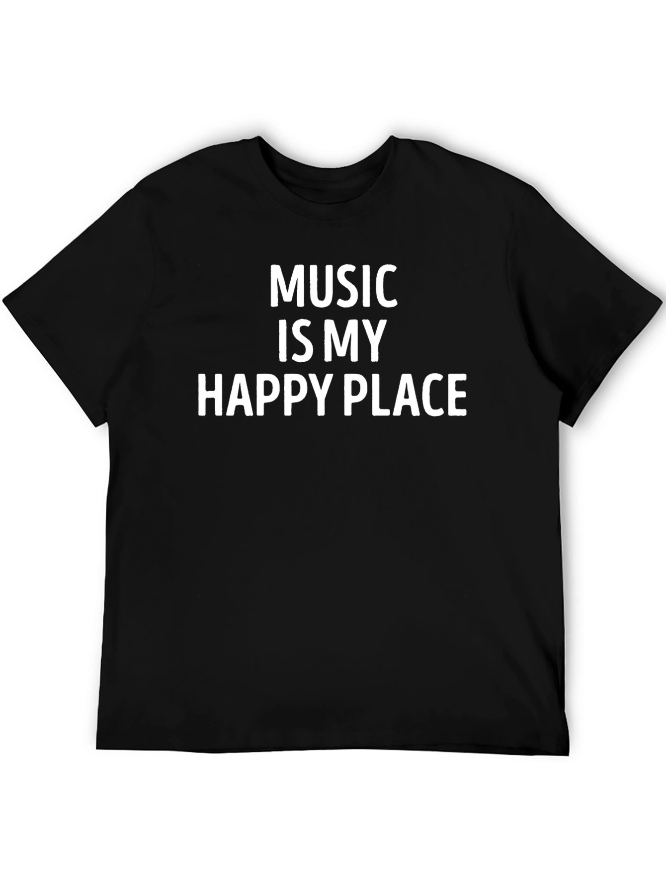 Music Is My Happy Place Graphic Tee - Black