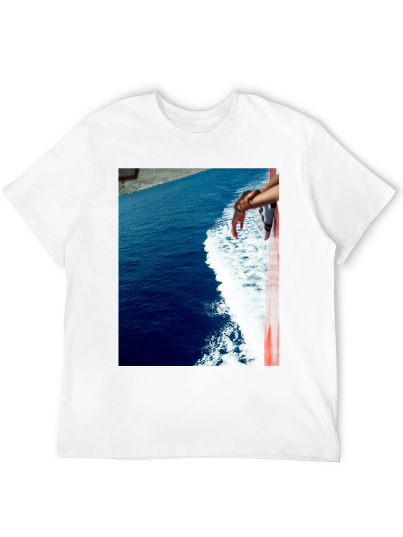 Ocean View Graphic Tee - Black Cotton T-Shirt