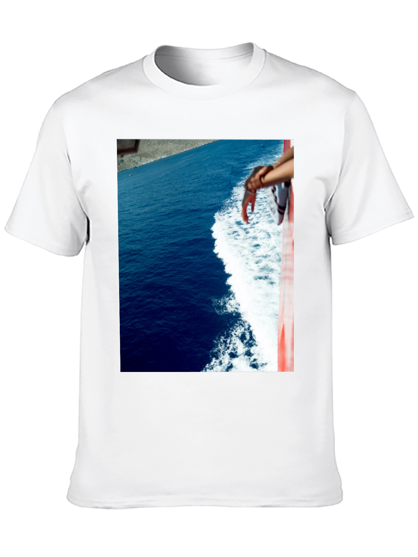 Ocean View Graphic Tee - Black Cotton T-Shirt