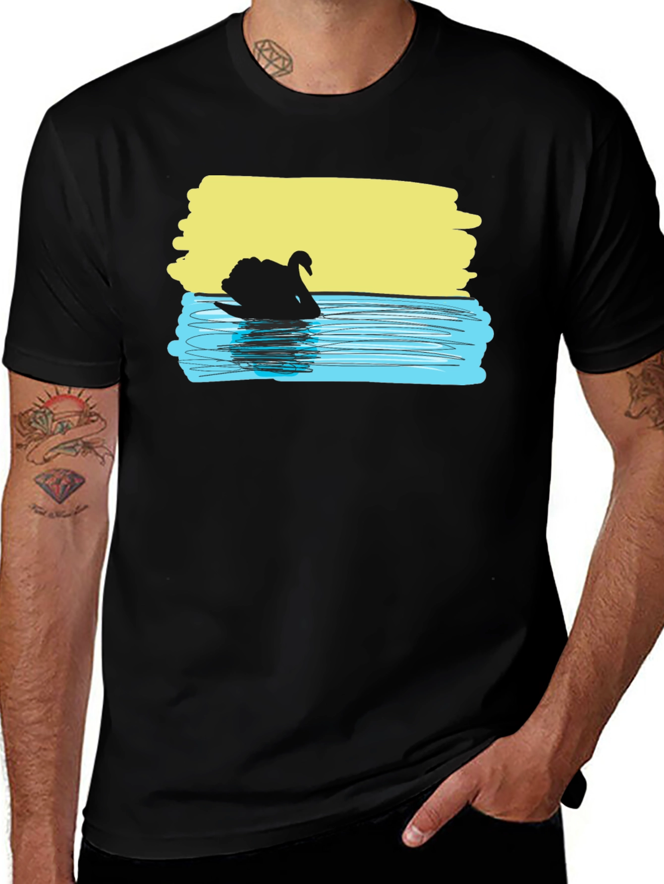 Black Swan Graphic Tee - Unique Artistic Design