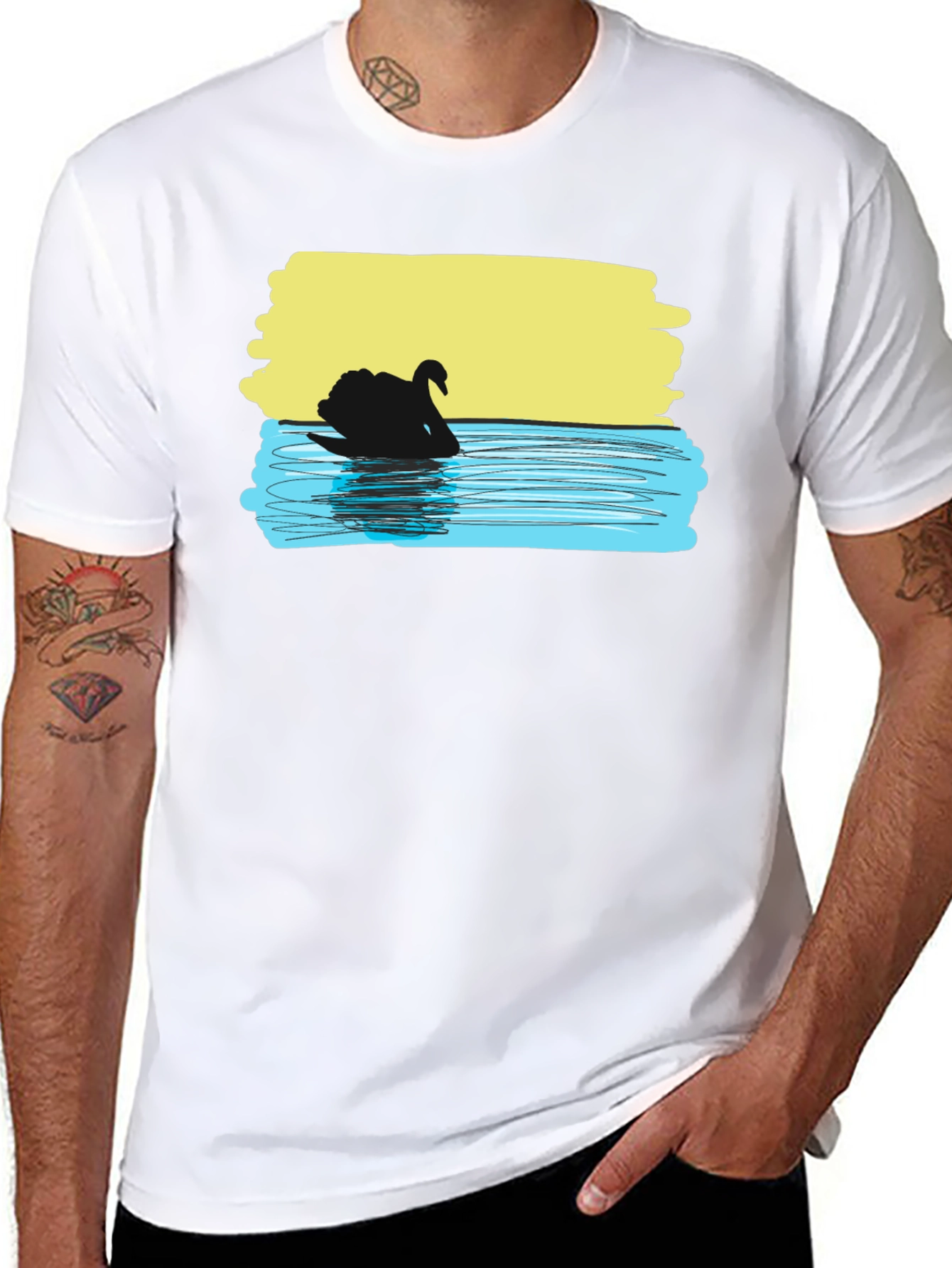 Black Swan Graphic Tee - Unique Artistic Design