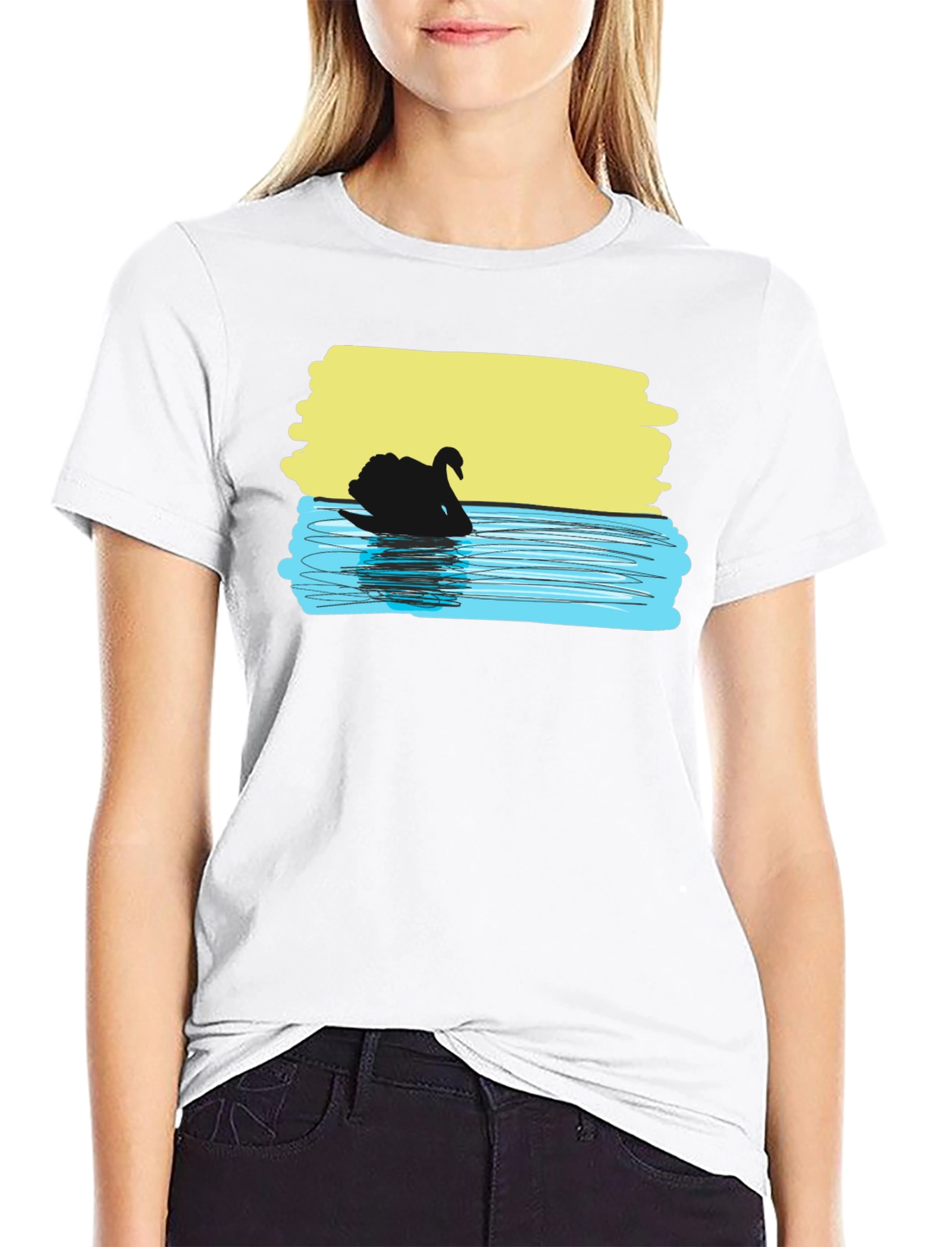 Black Swan Graphic Tee - Unique Artistic Design