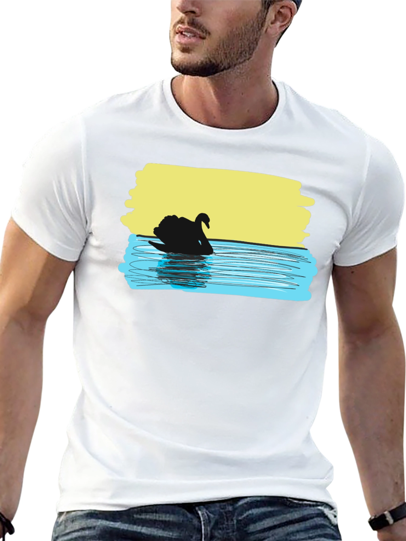 Black Swan Graphic Tee - Unique Artistic Design