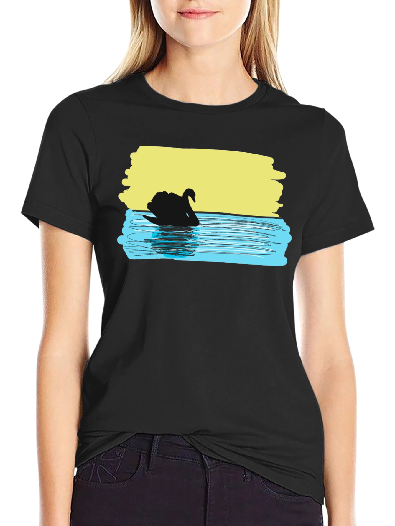 Black Swan Graphic Tee - Unique Artistic Design