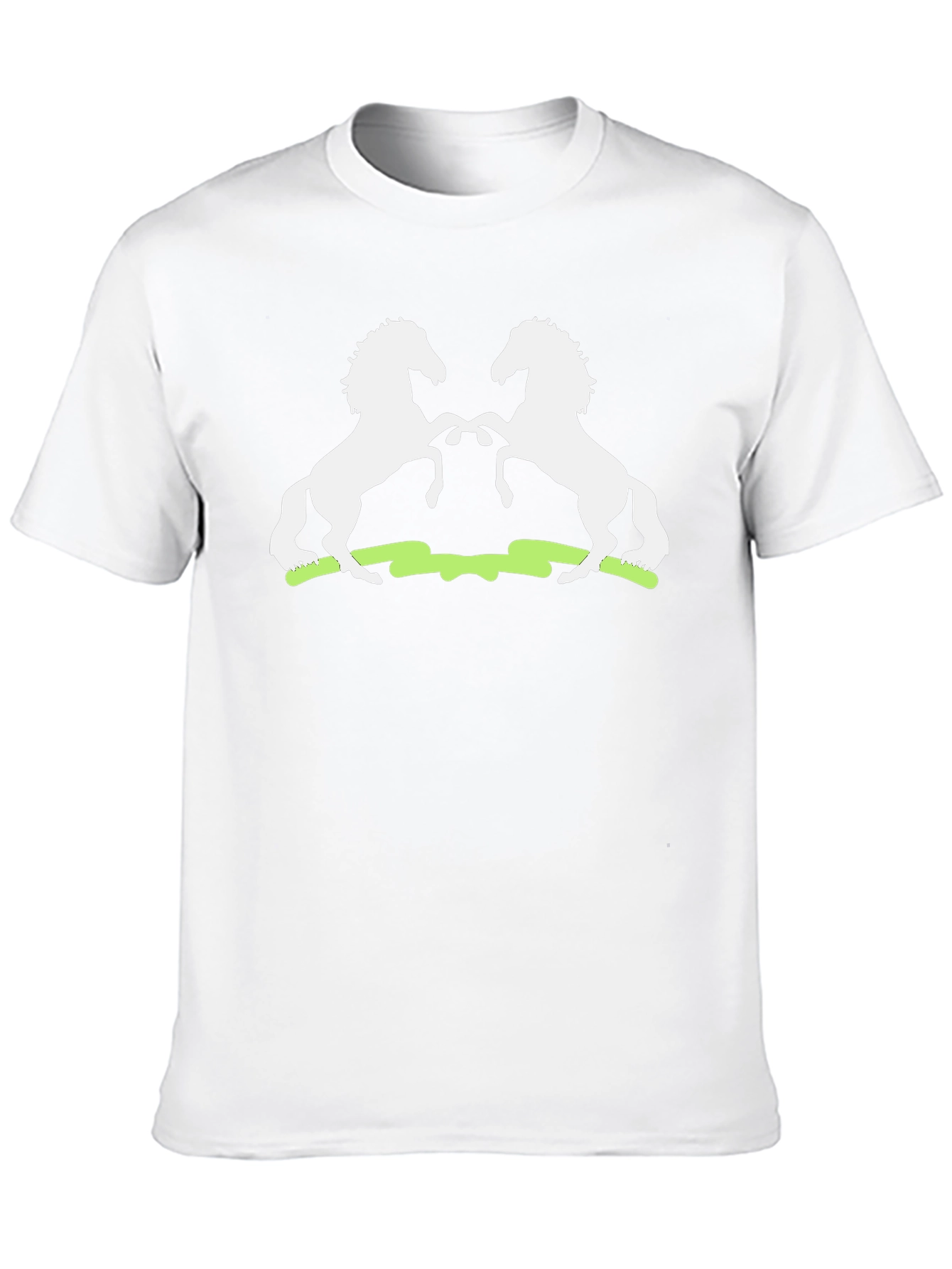 Graphic Tee: White Stallions on Black Cotton