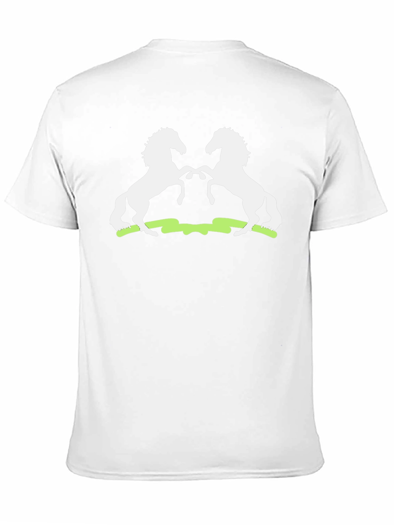 Graphic Tee: White Stallions on Black Cotton