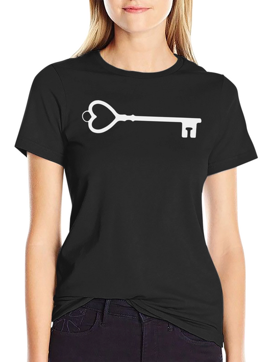 Heart Key Graphic Tee - Stylish Black T-Shirt