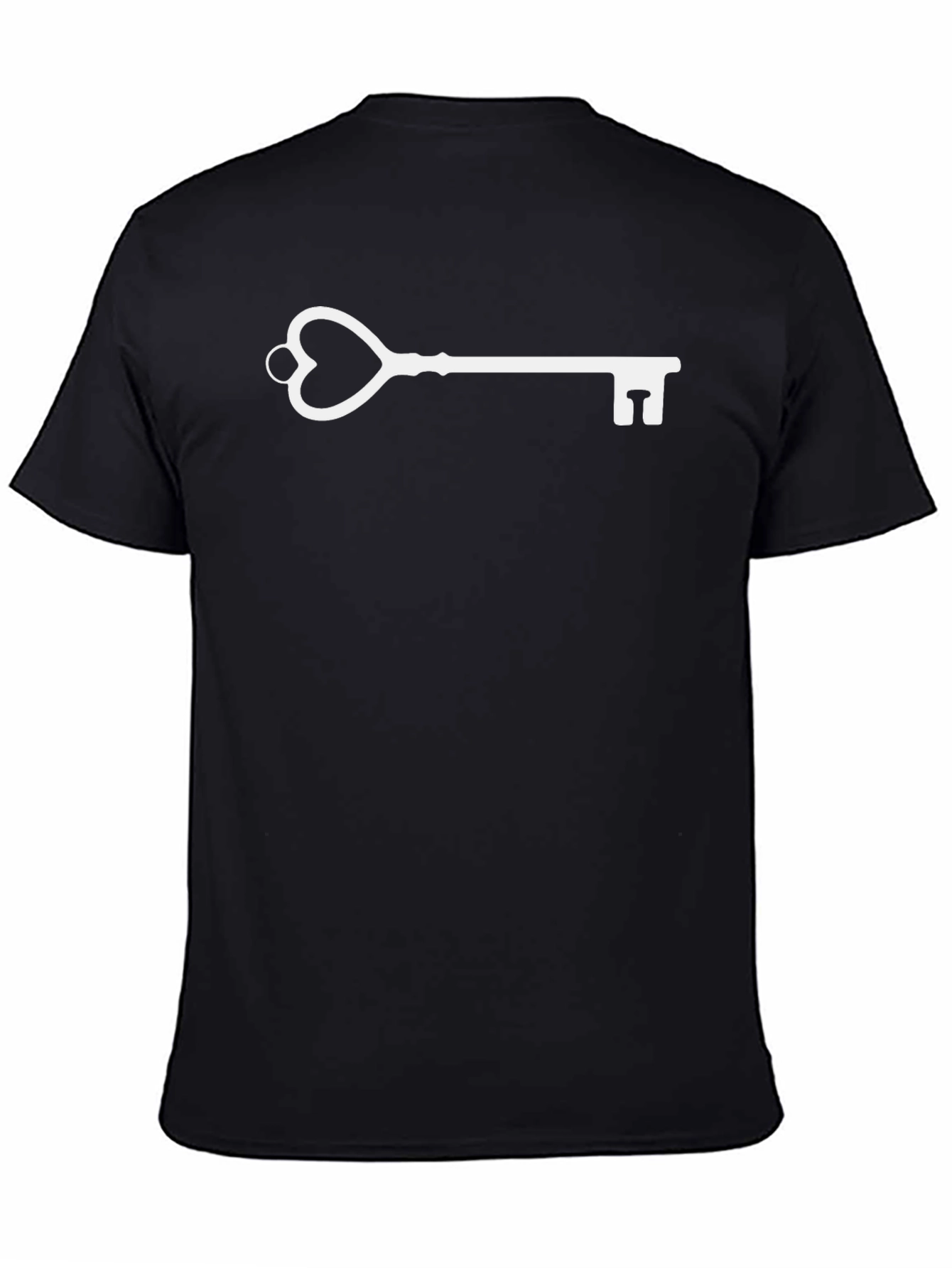 Heart Key Graphic Tee - Stylish Black T-Shirt